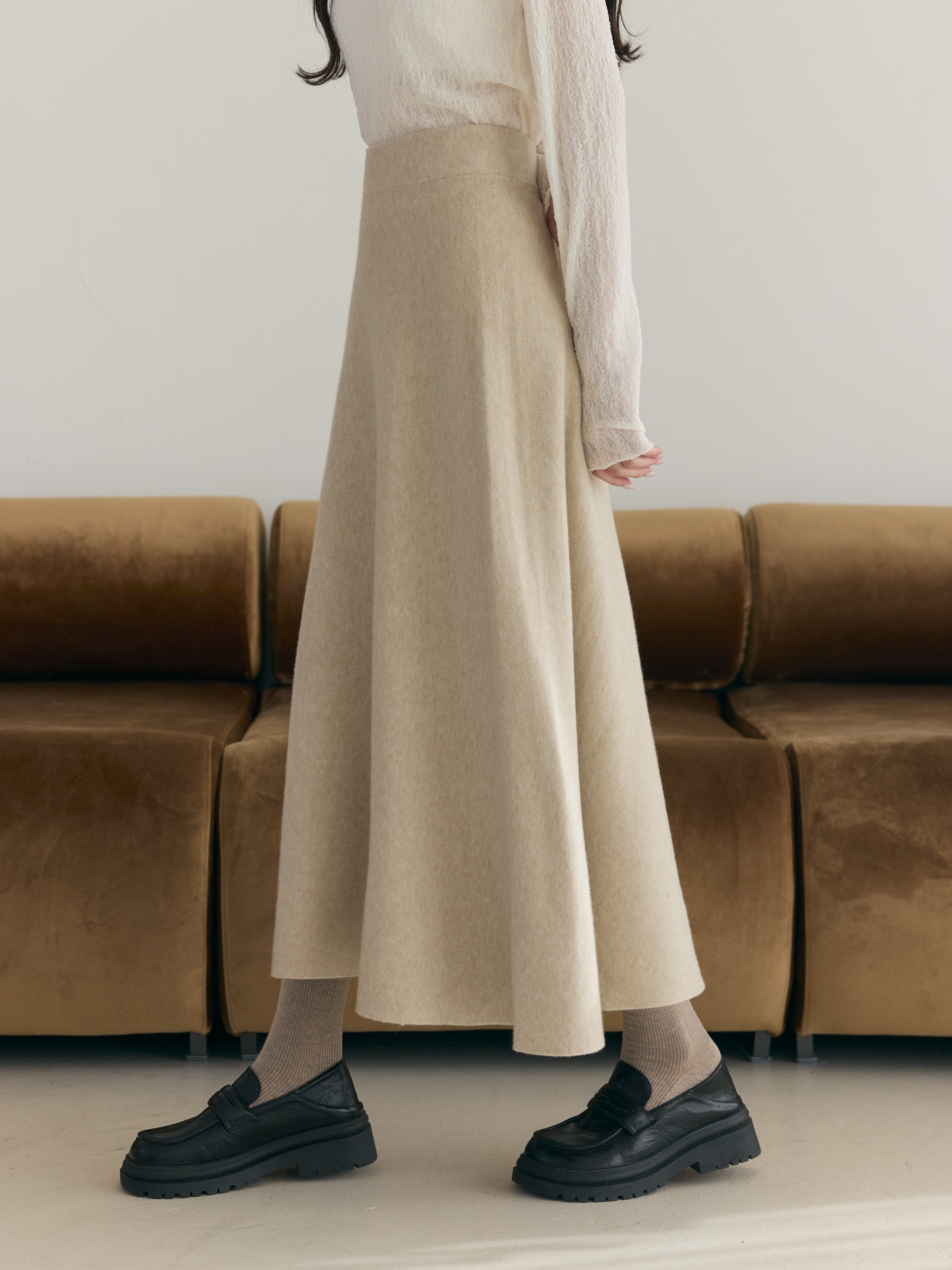 垂墜感彈性針織長裙