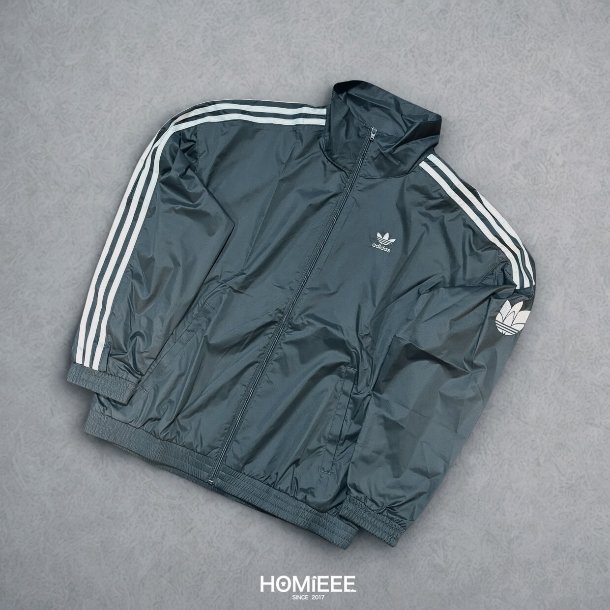 Adidas Originals Jacket 外套 三葉草 防風 立領 水泥灰 [JI7533]