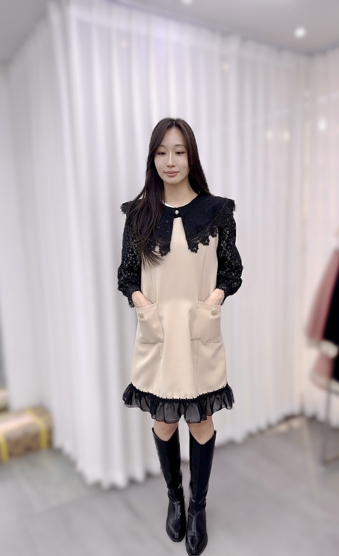 P68  LACE領連身裙  胸42 腰40   HIP47  長36   原價 $539