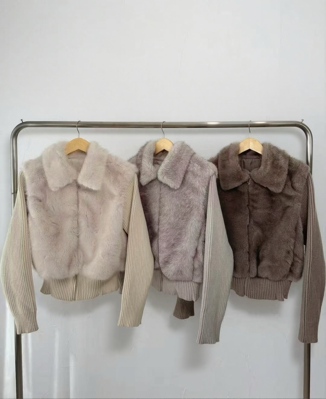 NOV2501 Rabbit Fur Wool Zip up