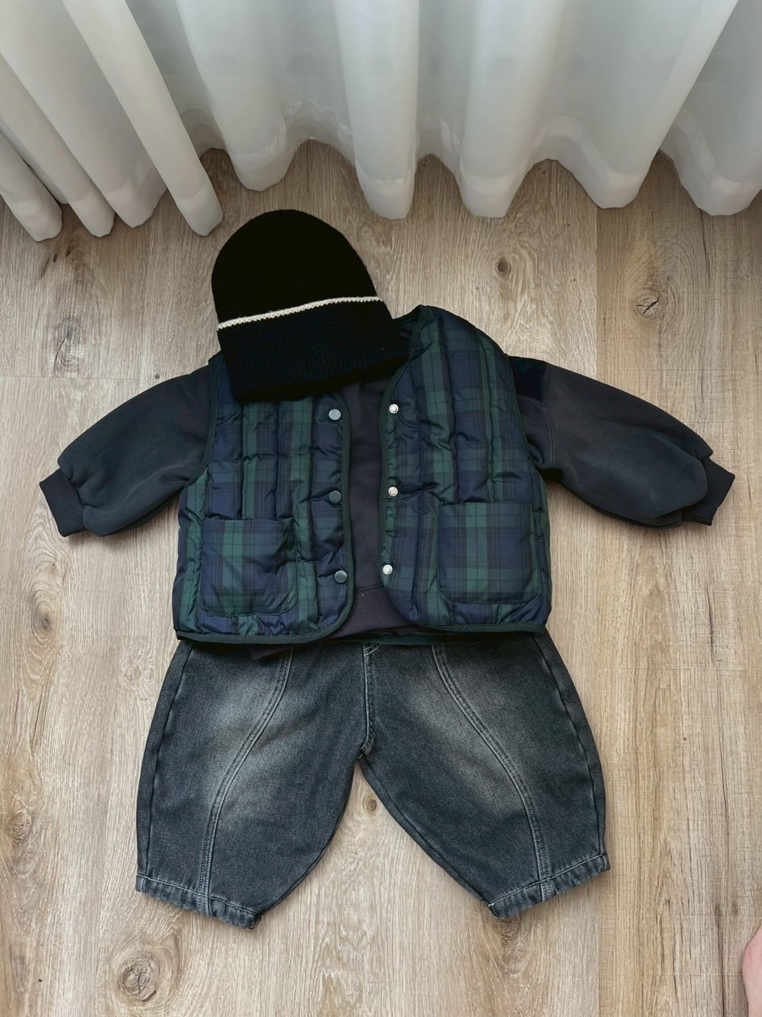 A03610格紋鋪棉背心