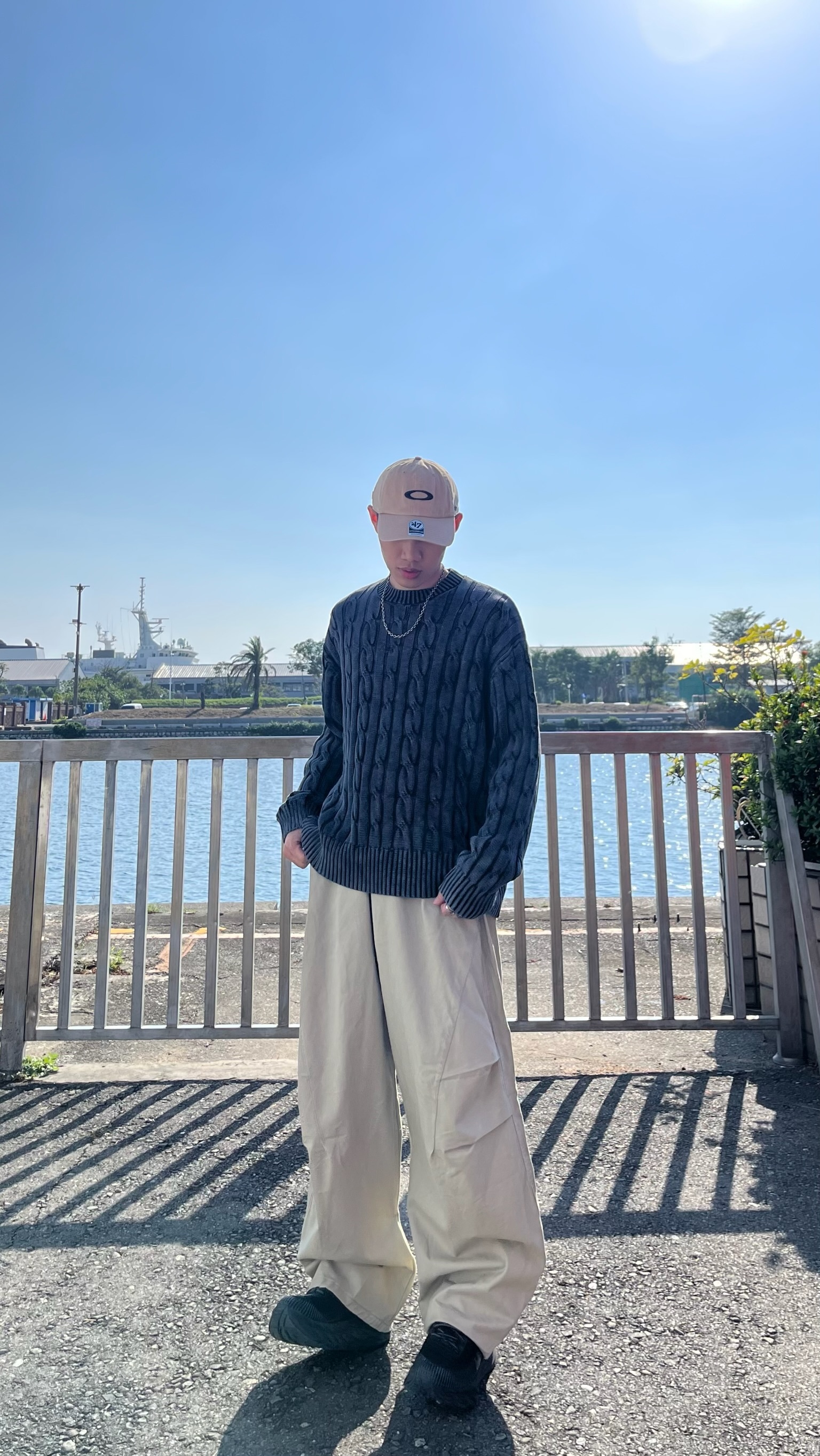 正韓 暈染麻料針織衫