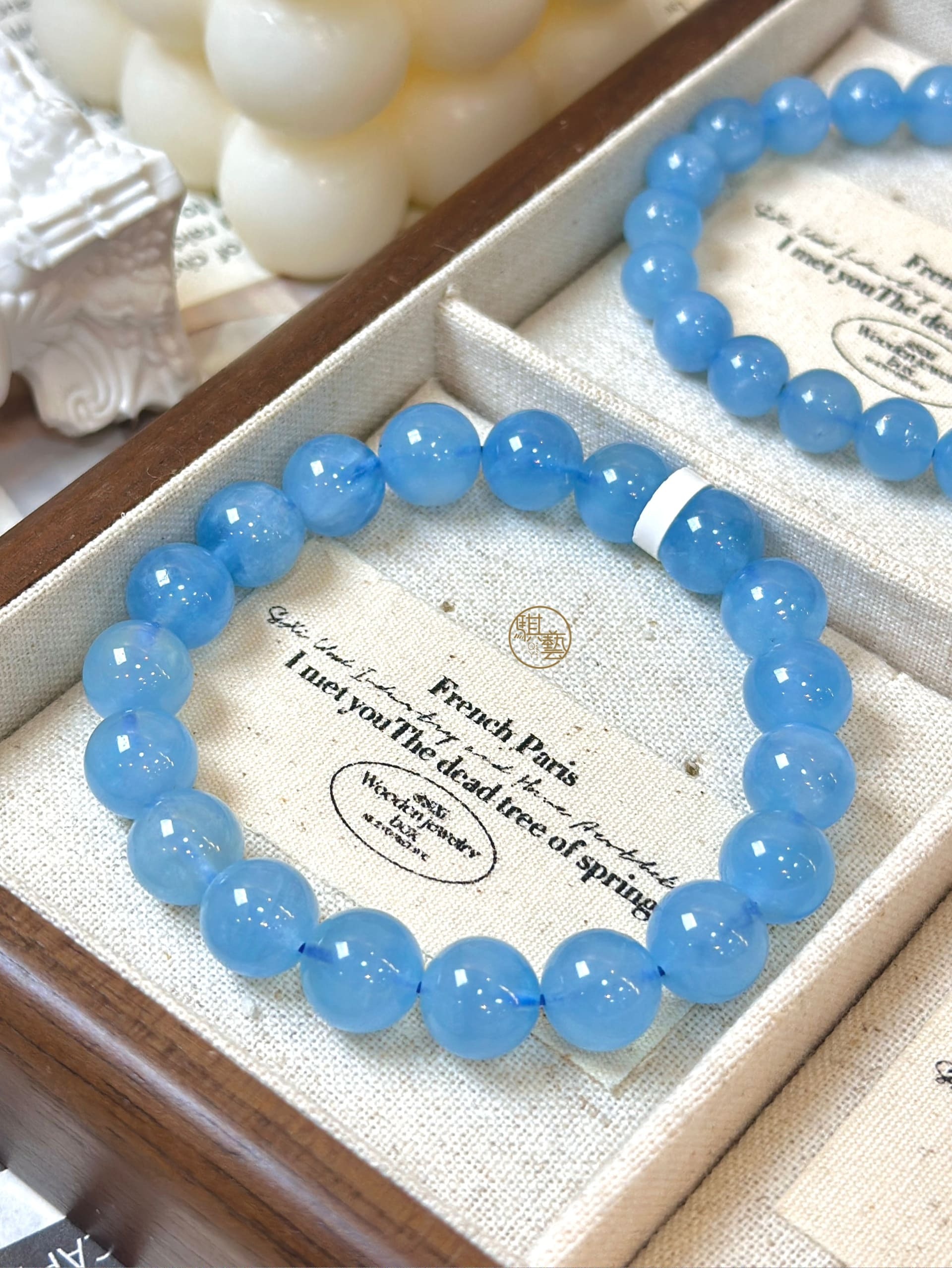 海藍寶手串｜平靜心緒・提升表達・安定舒眠（8.5–10mm）