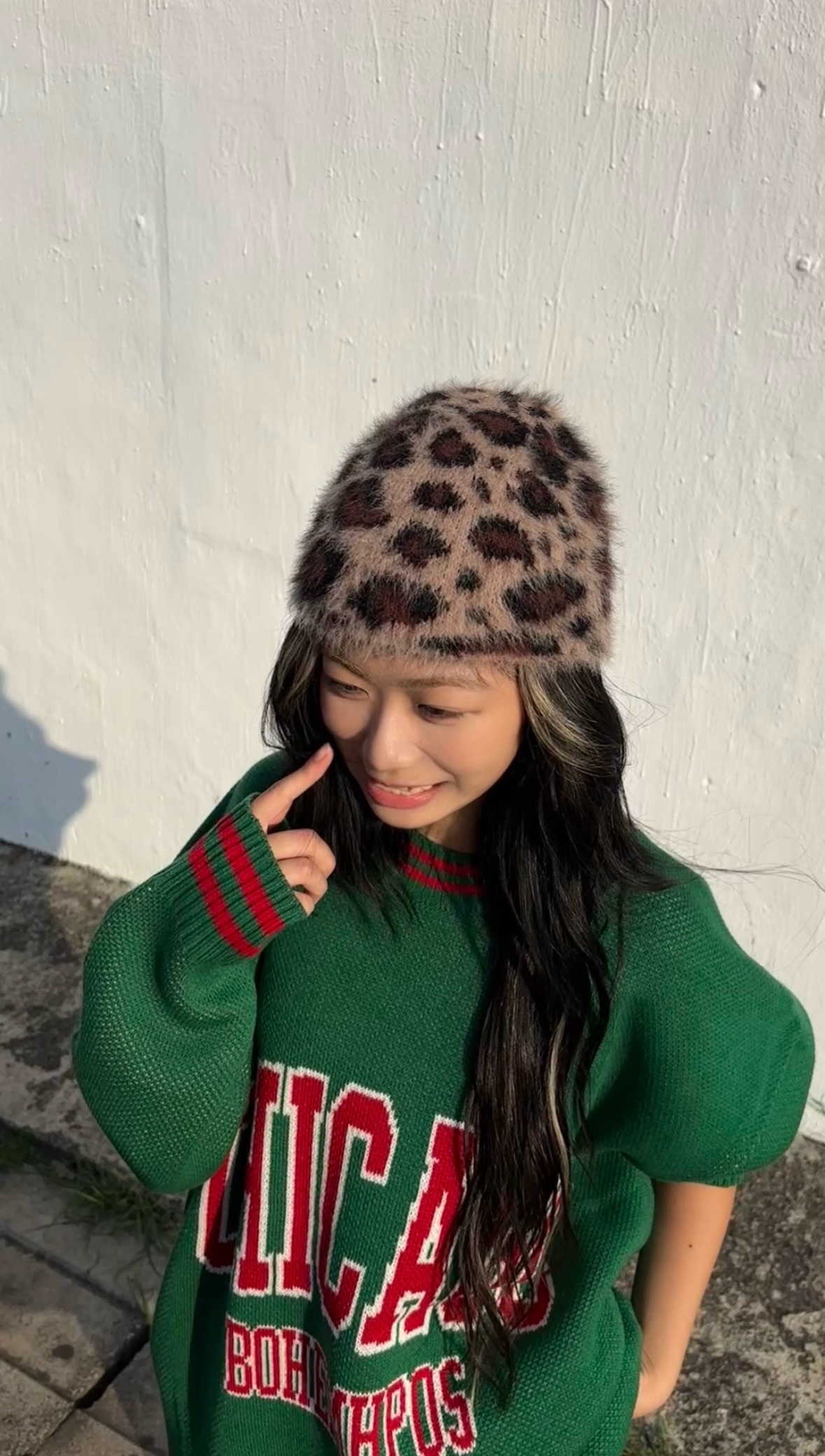 正韓 柔軟毛絨豹紋毛帽