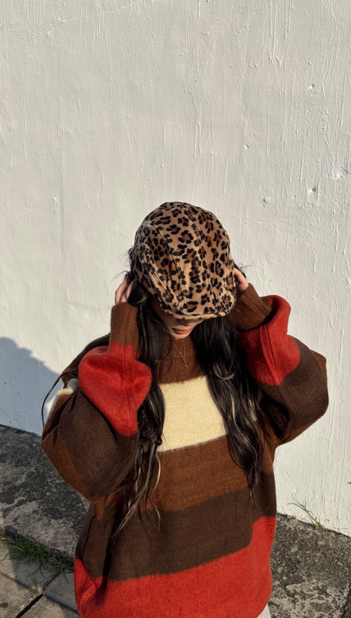 正韓 豹紋刷毛獵裝畫家帽