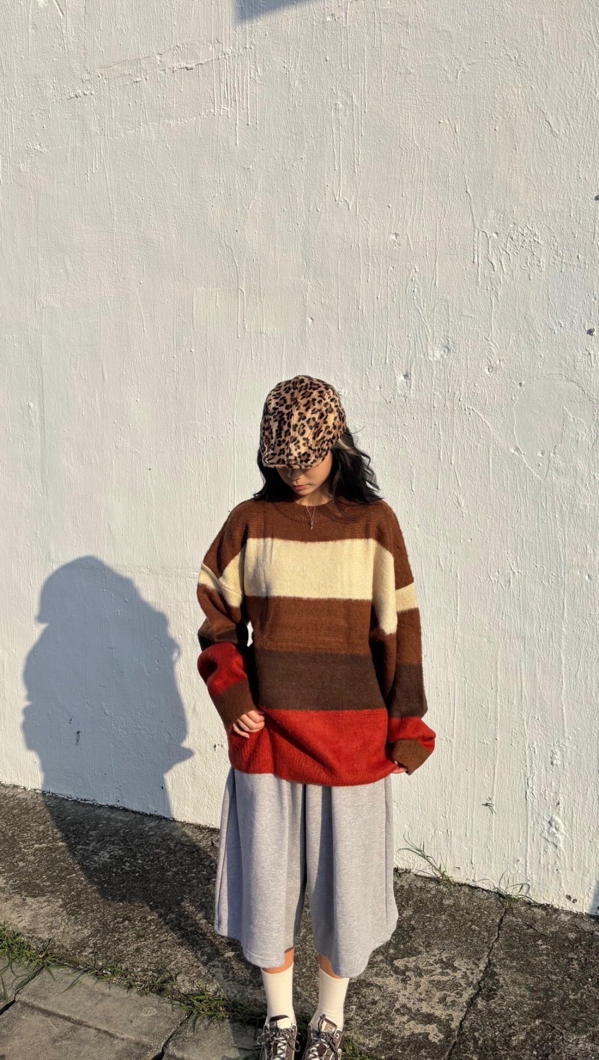 正韓 豹紋刷毛獵裝畫家帽