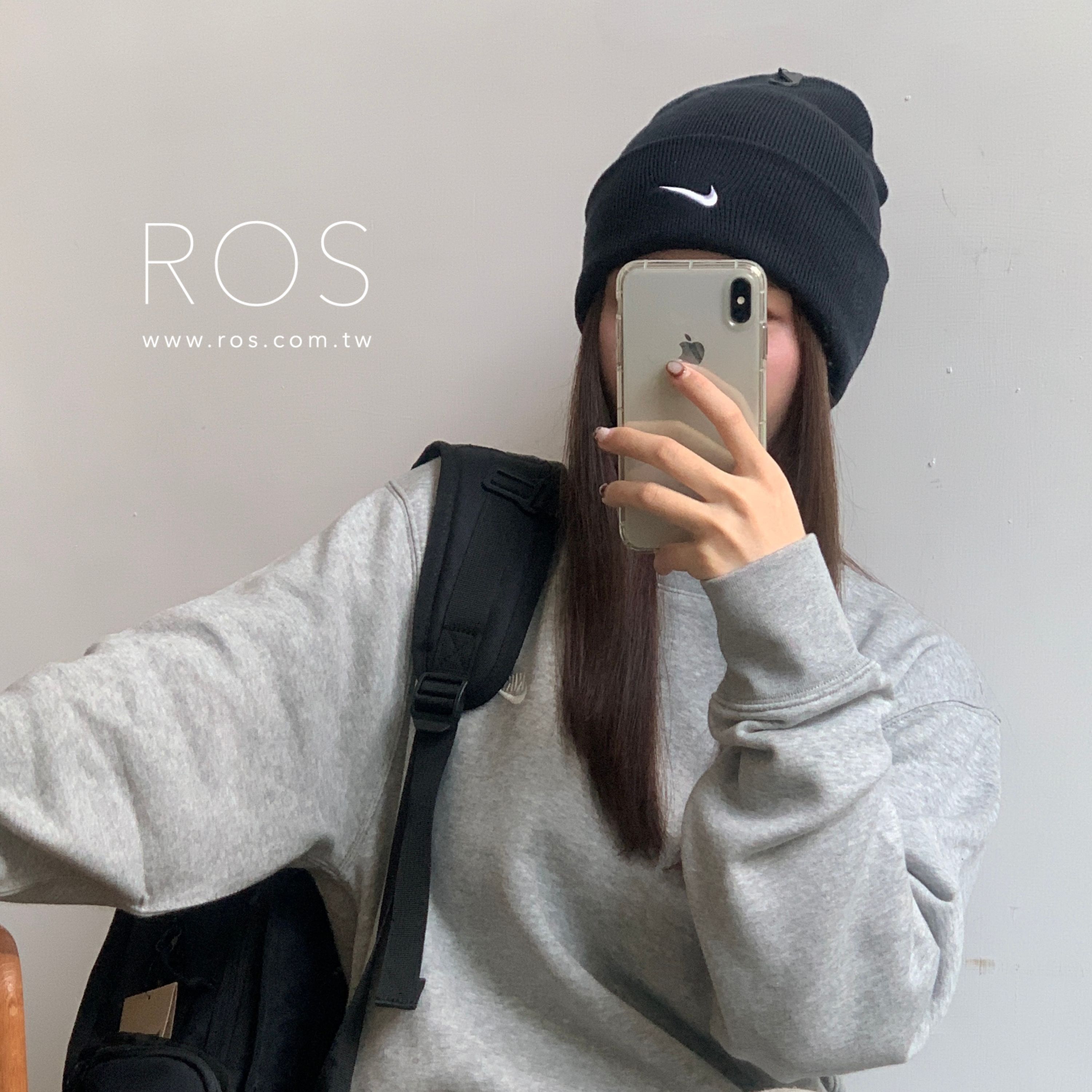 Nike 針織刺繡小勾毛帽 黑