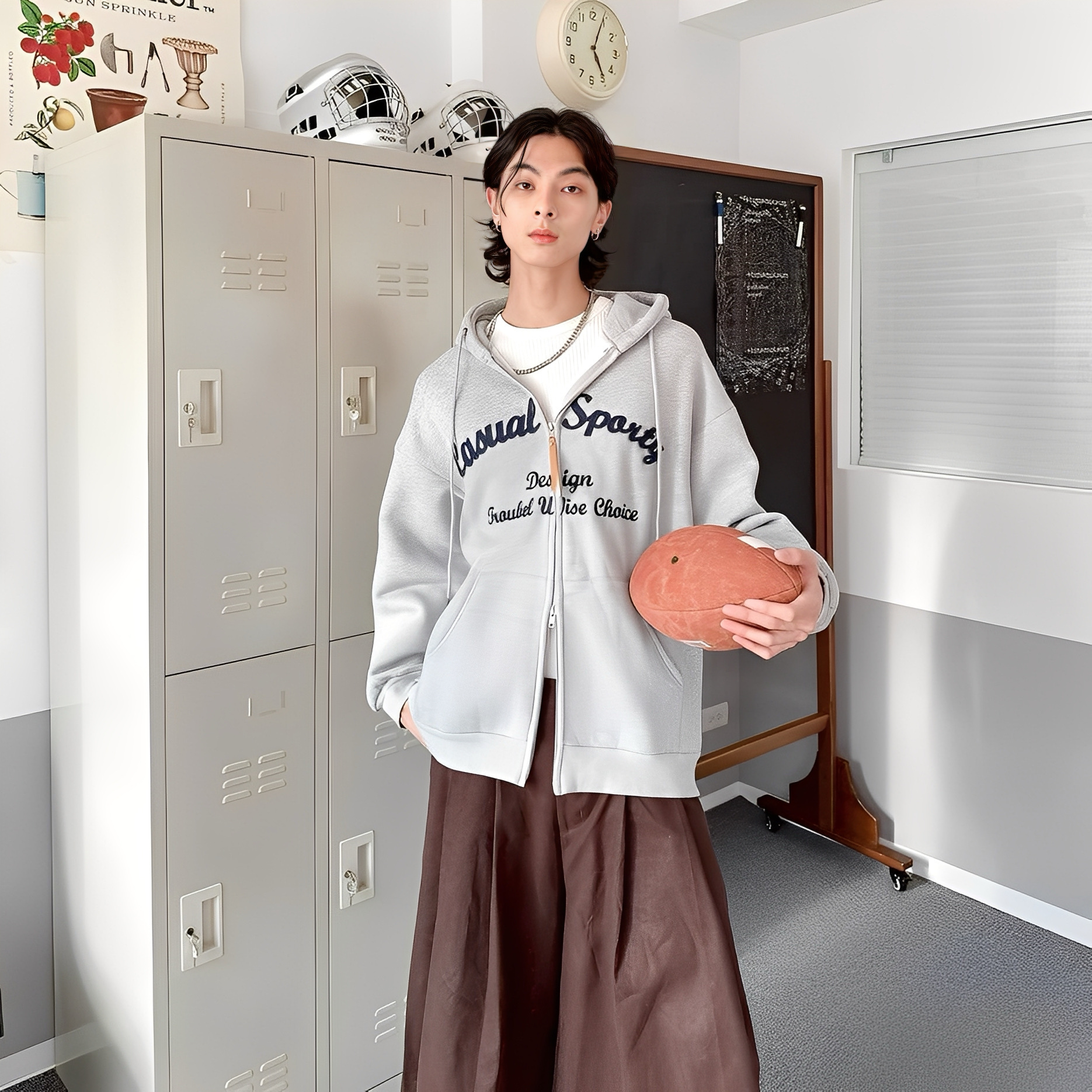 Casual Sparty 雙拉鏈 刺繡 貼布 連帽 外套