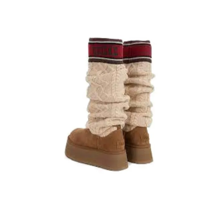 【代購】UGG Classic Sweater Letter Tall Boot｜針織 Logo 長筒靴｜女款(棕/黑)