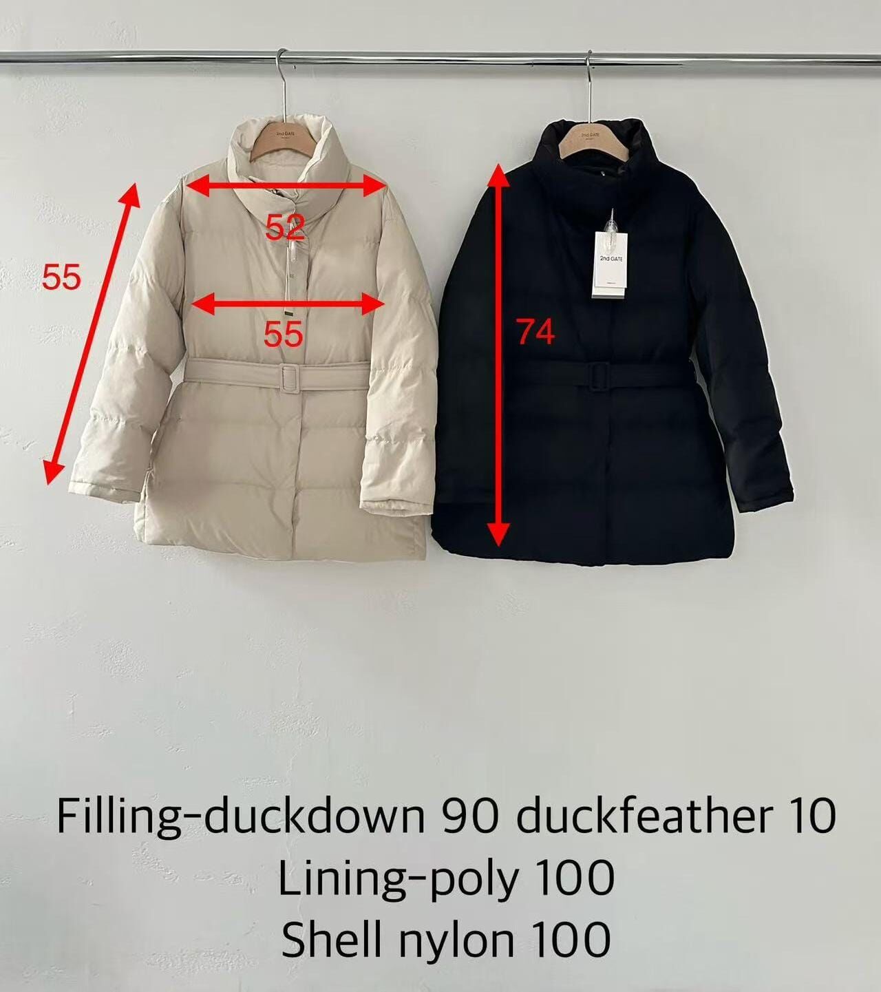 SG5225 微高領鴨毛羽絨長外套