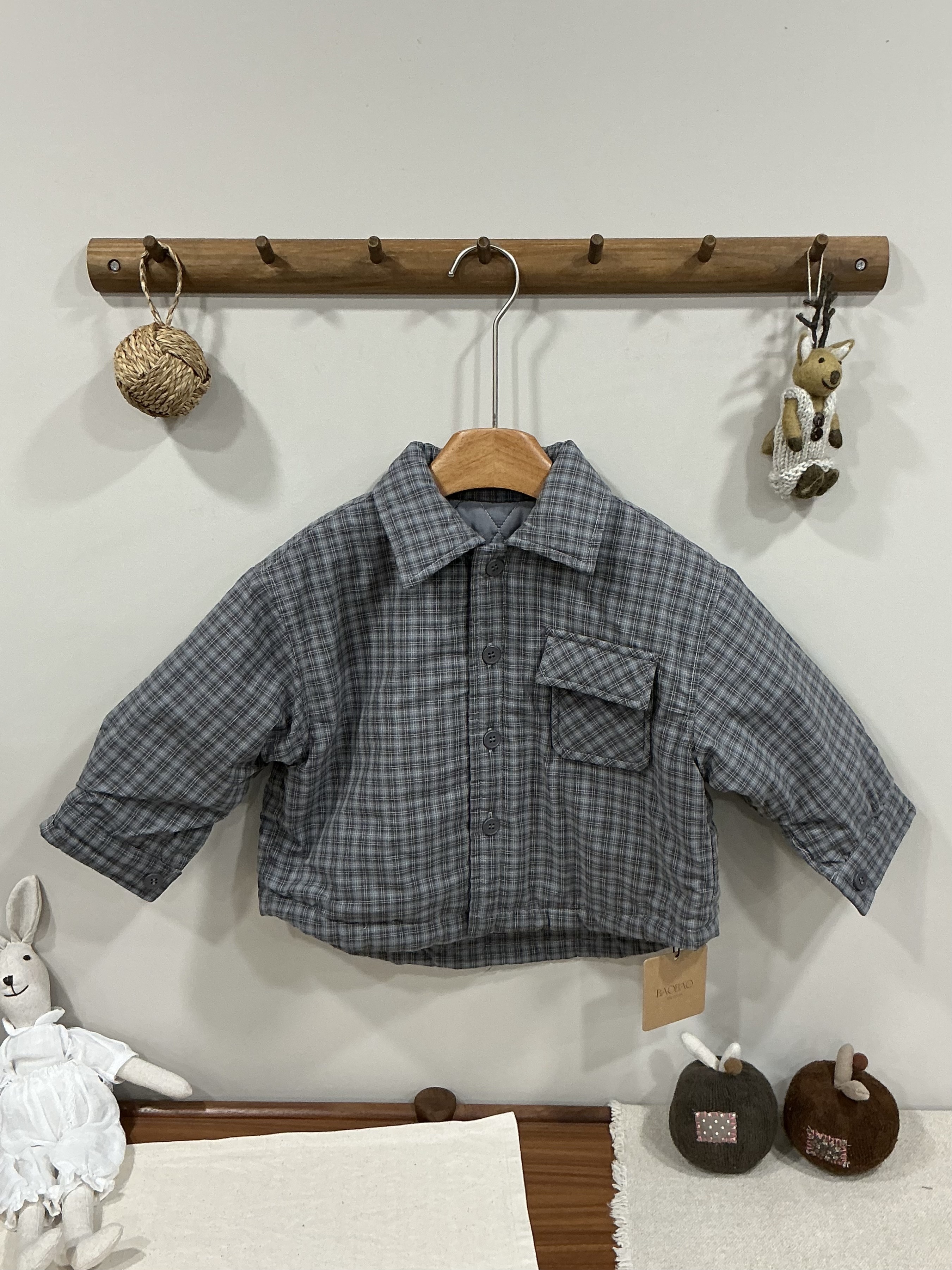 A03455薄鋪棉格紋襯衫