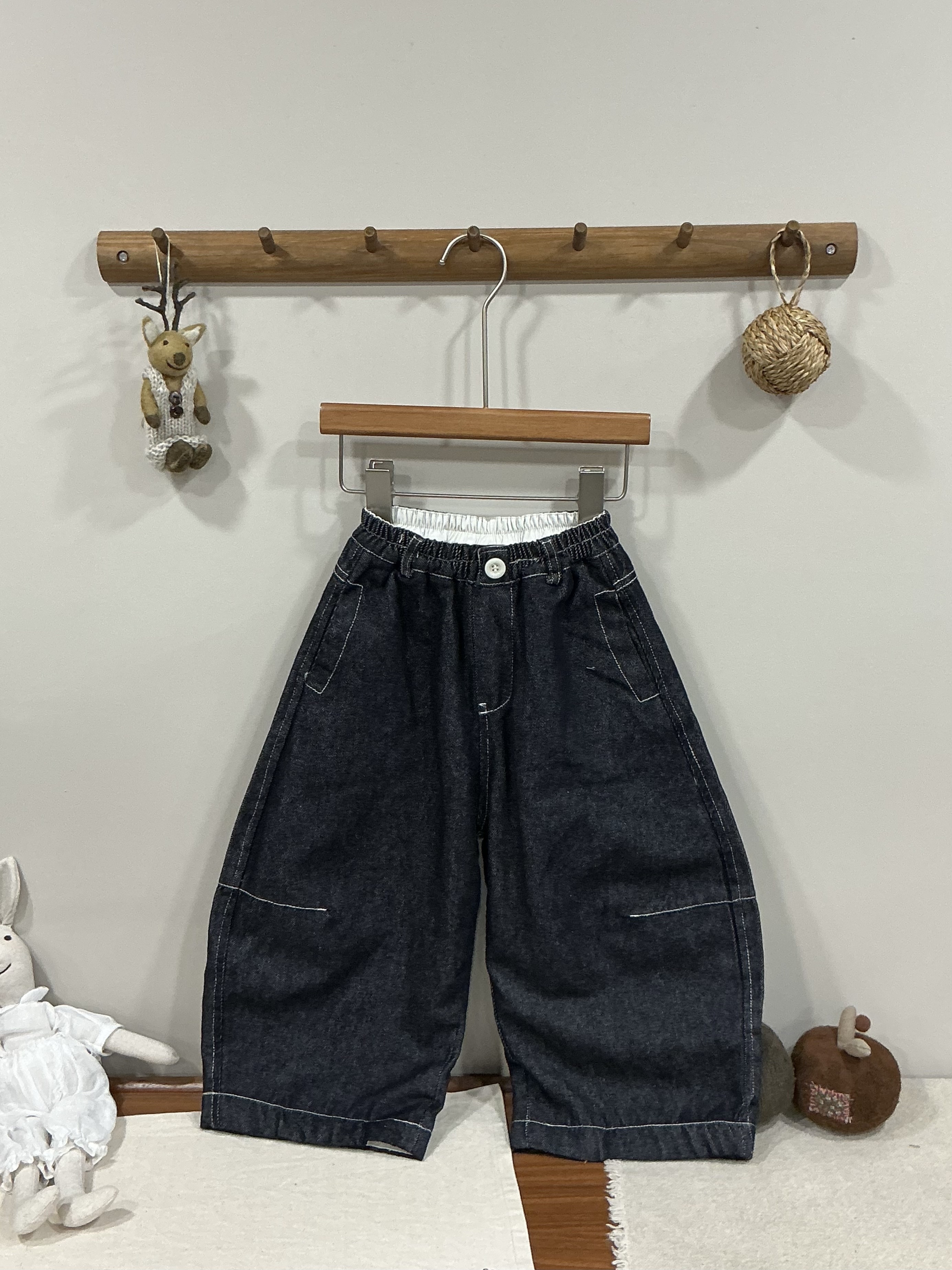 A03606內刷毛原色牛仔寬褲