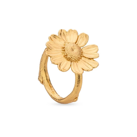 1TA1120-158 THALLO Ismini Daisy Ring With Narrow Twig Base 24K Gold Vermeil On Sterling Silver #s775b (A-LX-E)