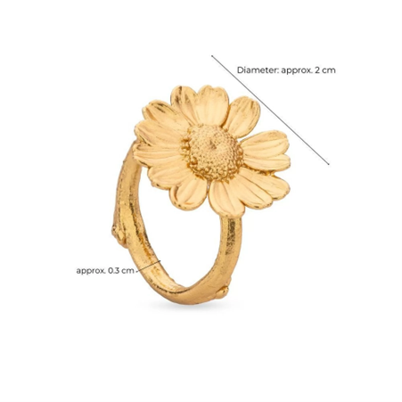 1TA1120-158 THALLO Ismini Daisy Ring With Narrow Twig Base 24K Gold Vermeil On Sterling Silver #s775b (A-LX-E)