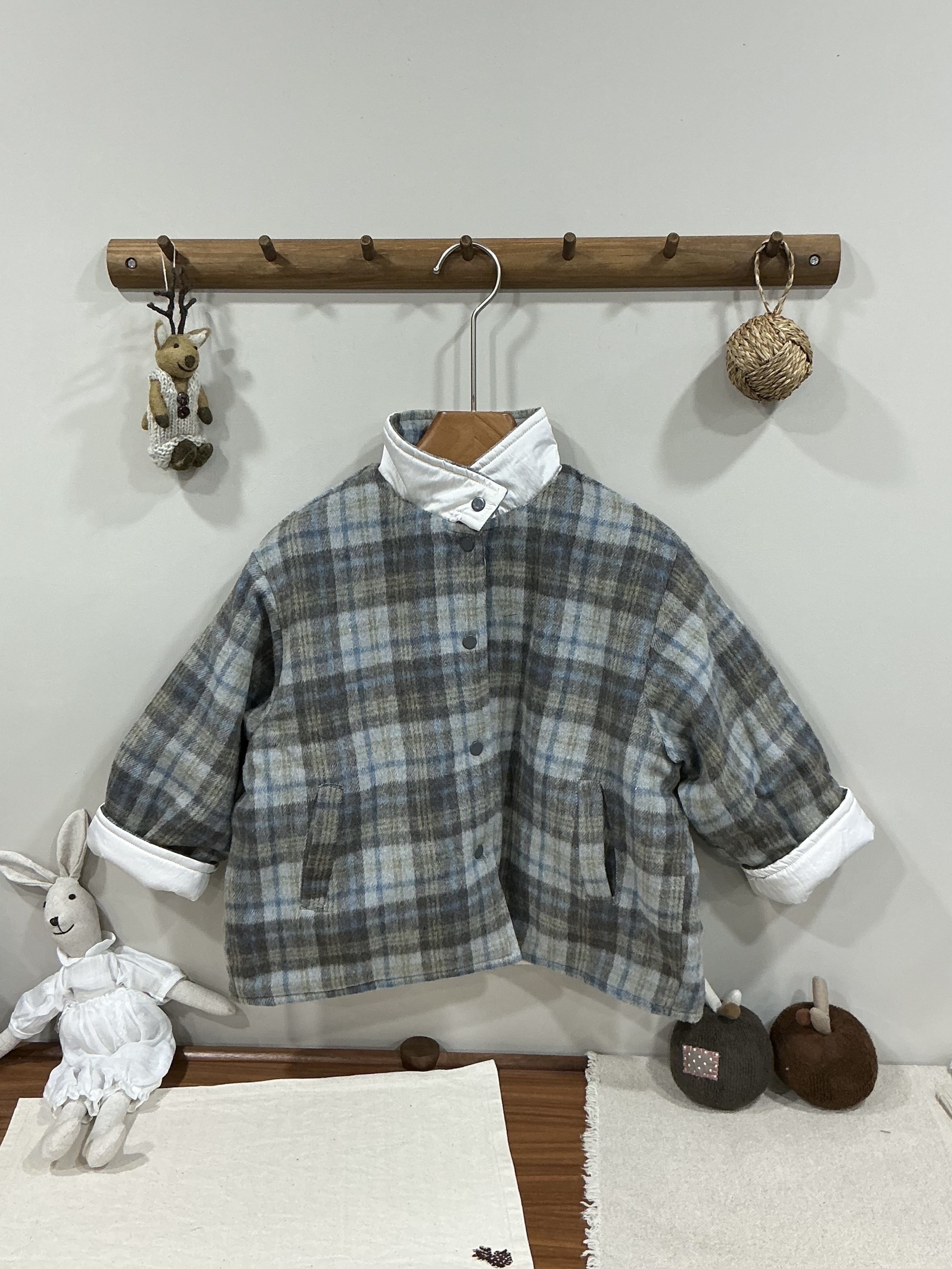 A03609雙面穿格紋外套