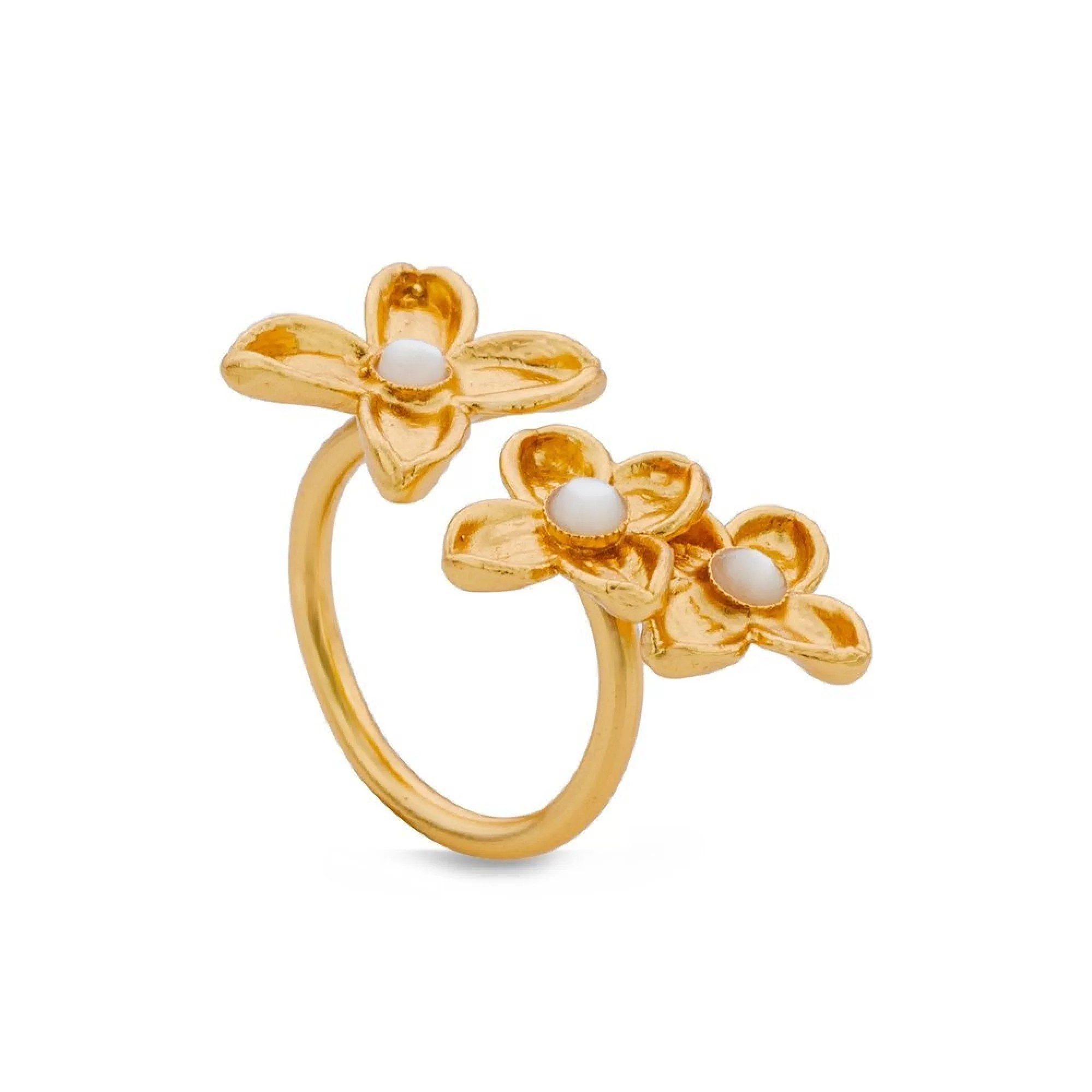 1TA0524-494 THALLO Artemis Ring Statement 24k Gold Vermeil On Sterling Silver Mop #s491a (A-SK-E)