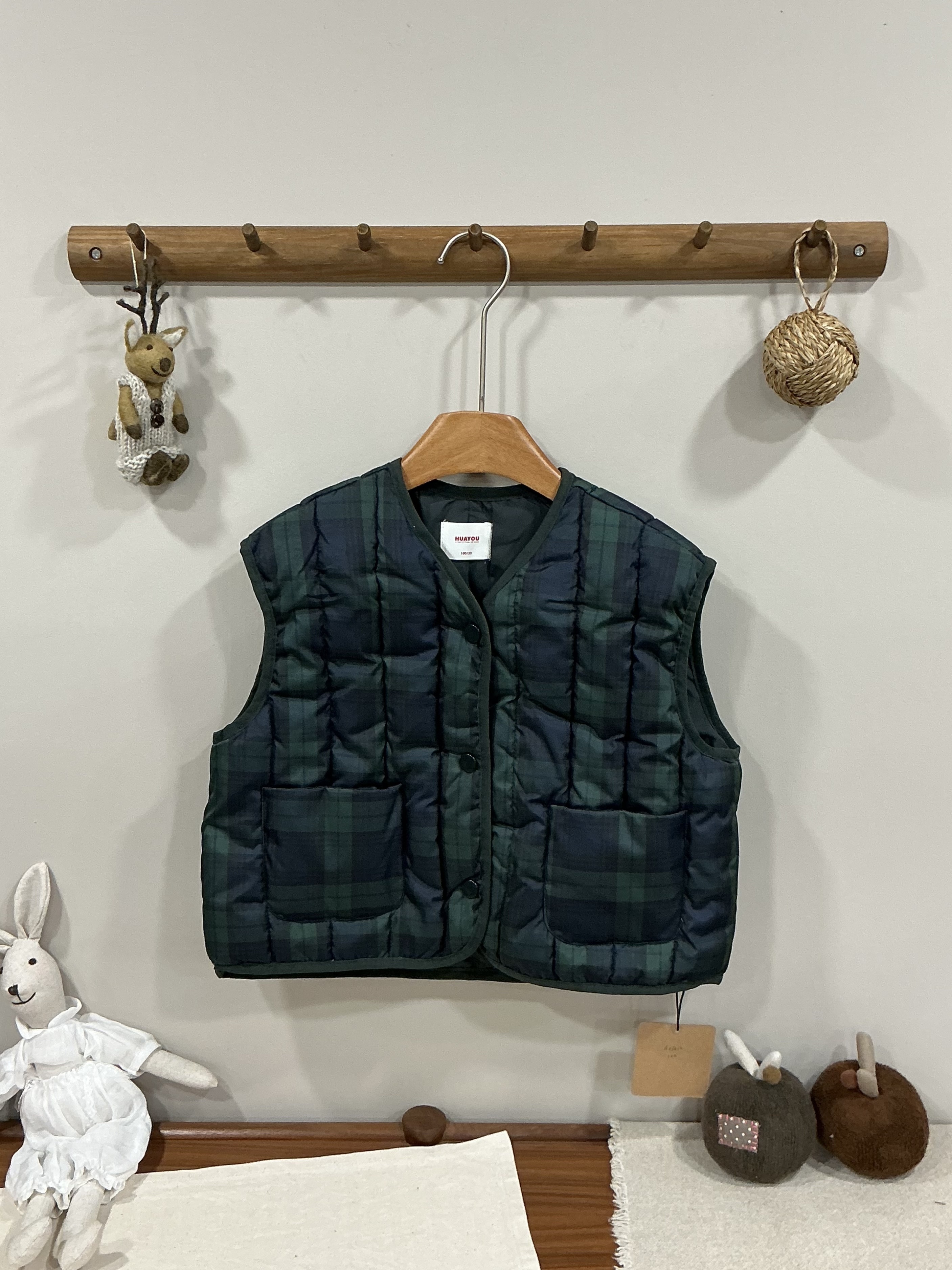 A03610格紋鋪棉背心