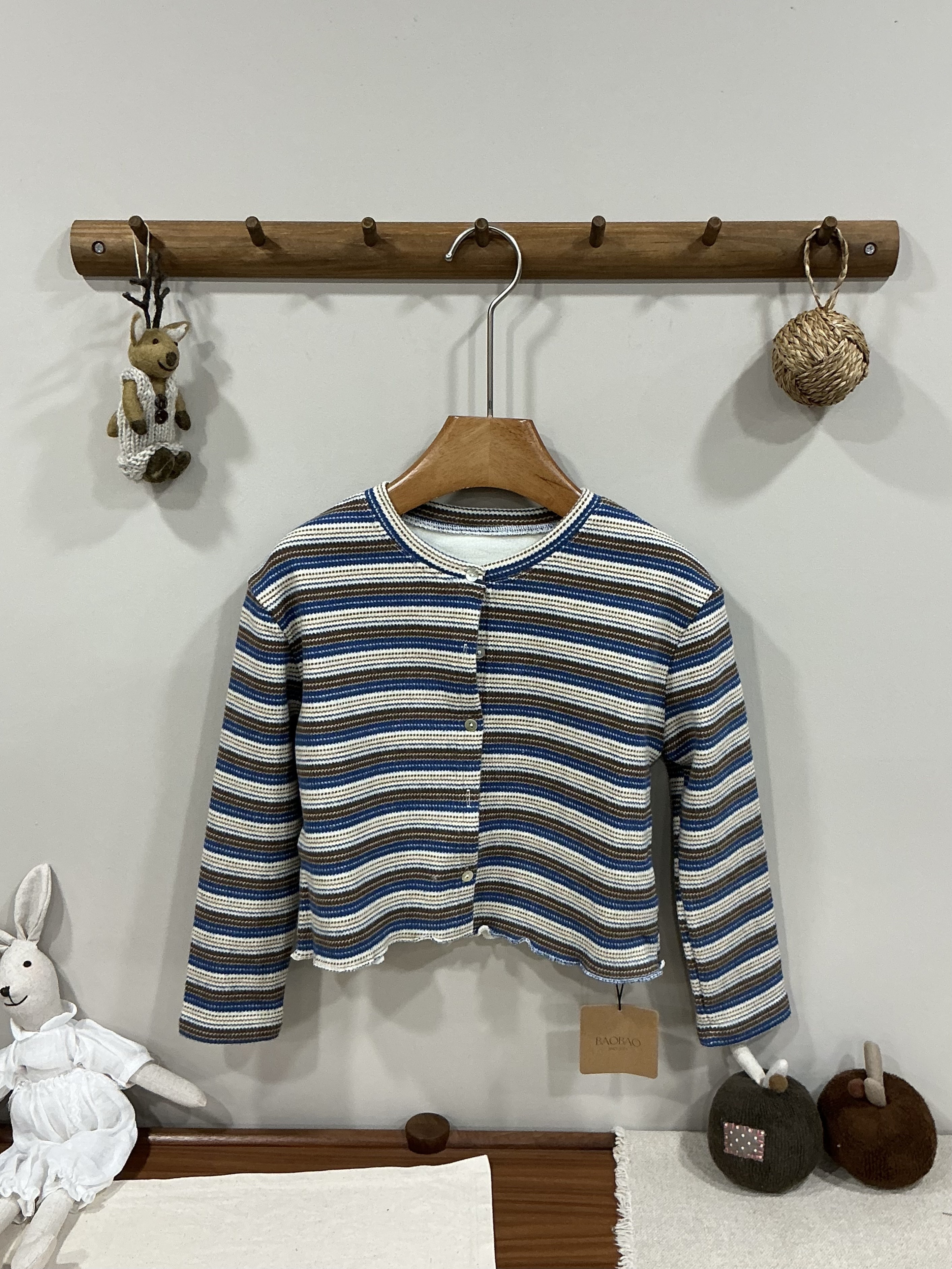 A03608條紋薄絨針織衫