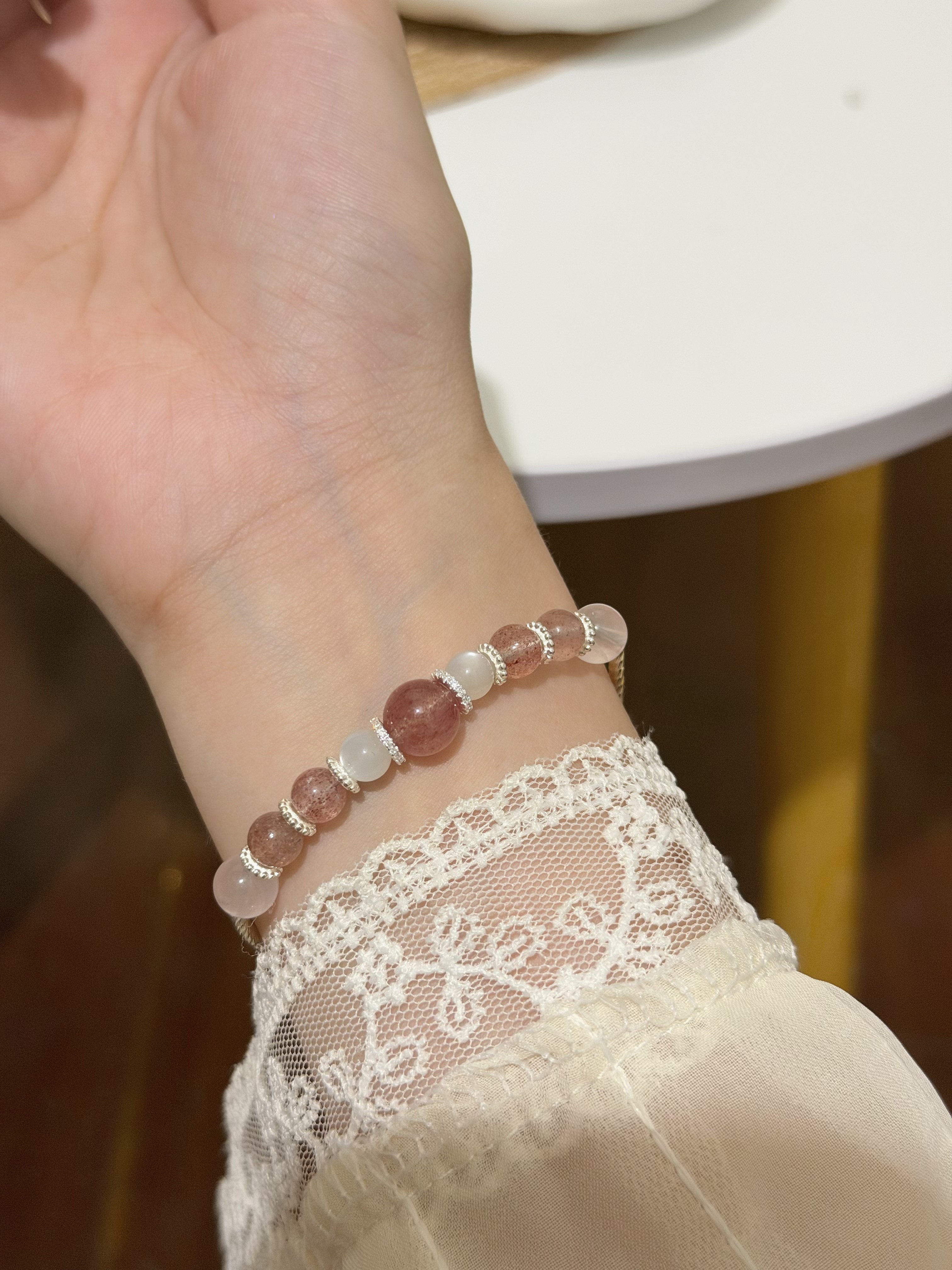 K107【桃花人緣🌸】水晶純銀手鍊