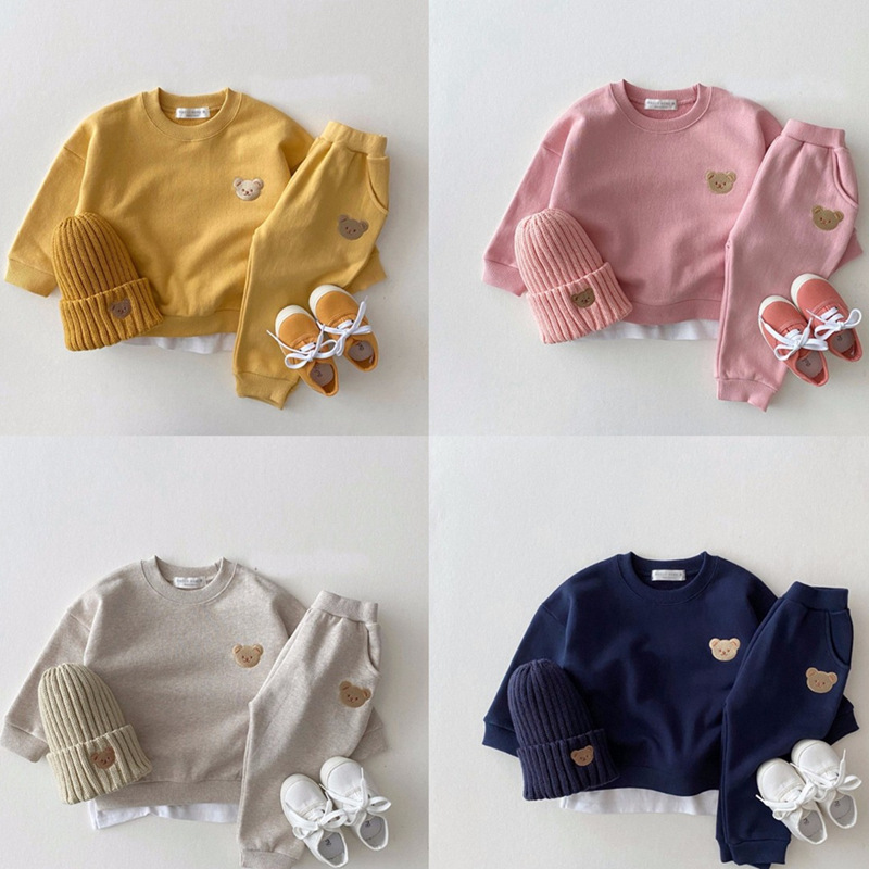 《2668》早春刺繡小熊運動套裝(73-120)