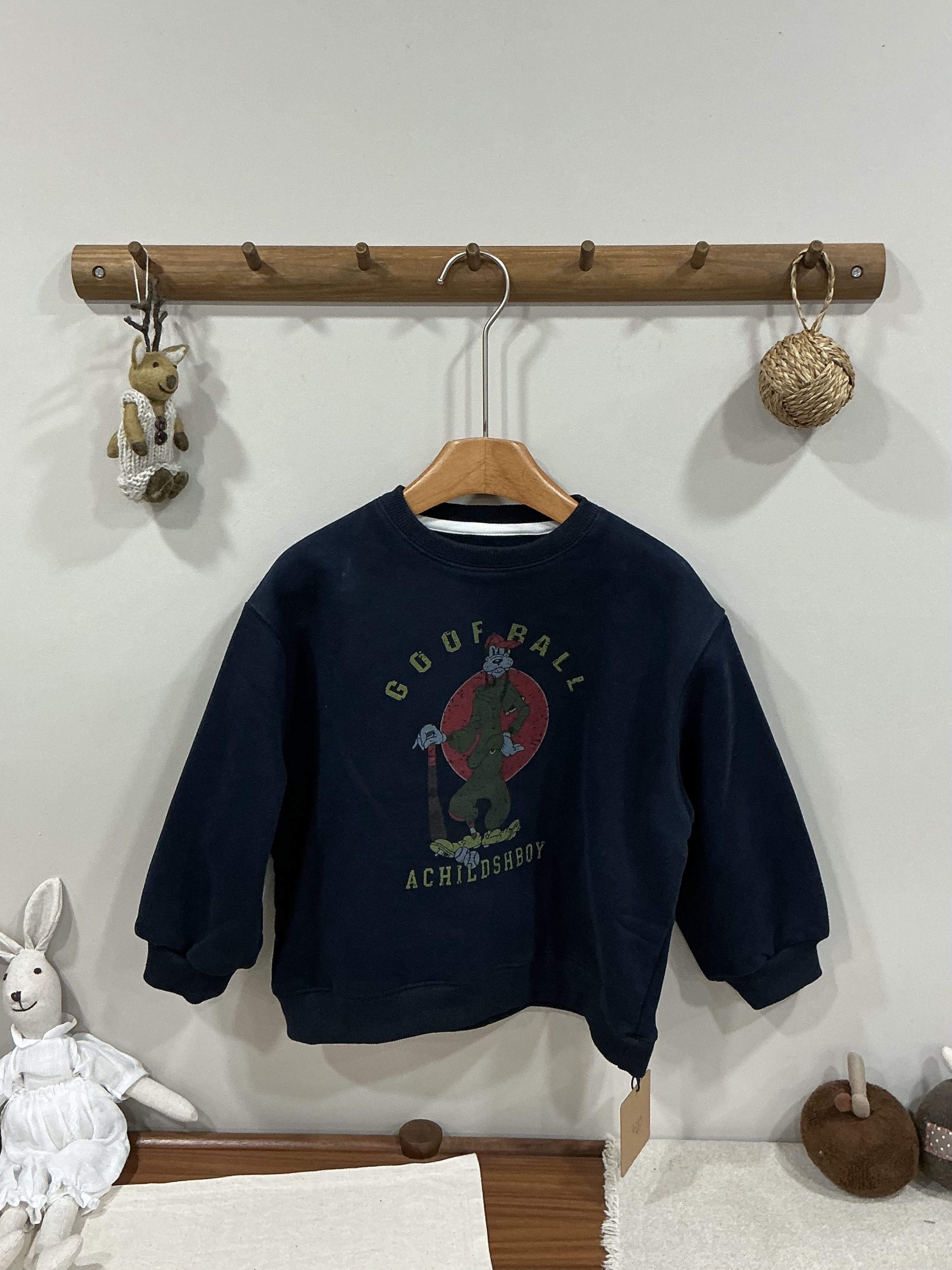 A03604高飛卡通磨毛大學T