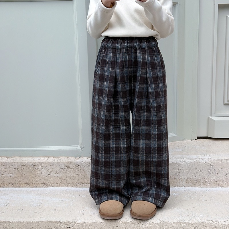 經典格紋自帶氛圍加絨褲