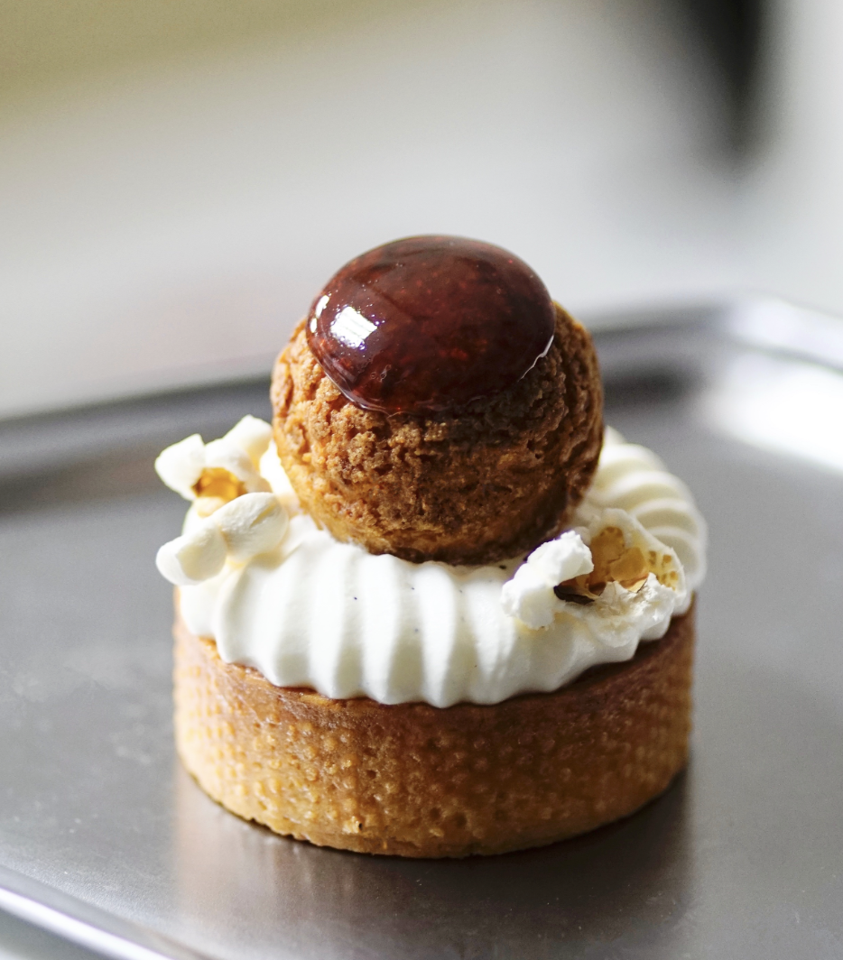 迷你焦糖粟米聖人泡芙麻糬塔