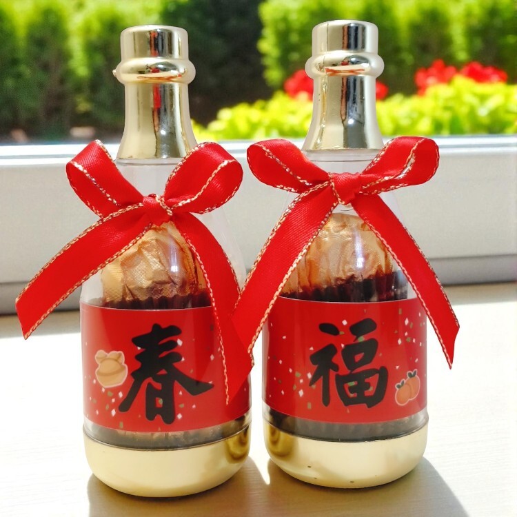 馬上有錢花棉花糖香檳酒瓶造型糖果,過年糖果