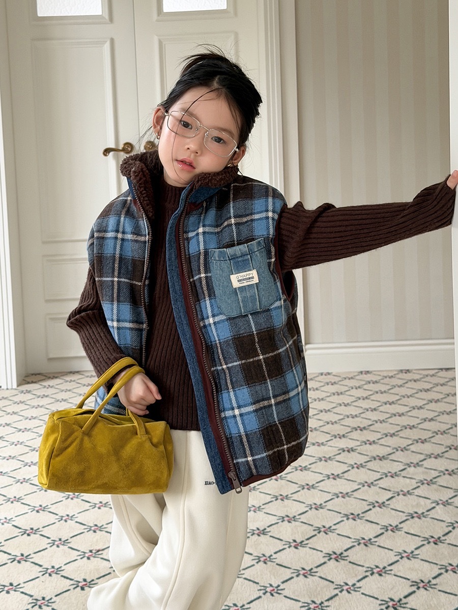 暖到心坎格子背心