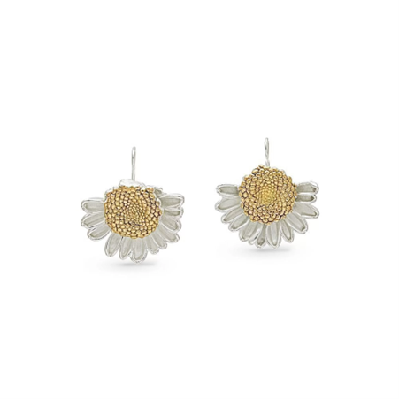 1TA1120-317 THALLO Kleopatra Chrysanthemum Earrings Statement With Steady Hook 24K Gold And Silver Plated #s856b (A-LX-E)