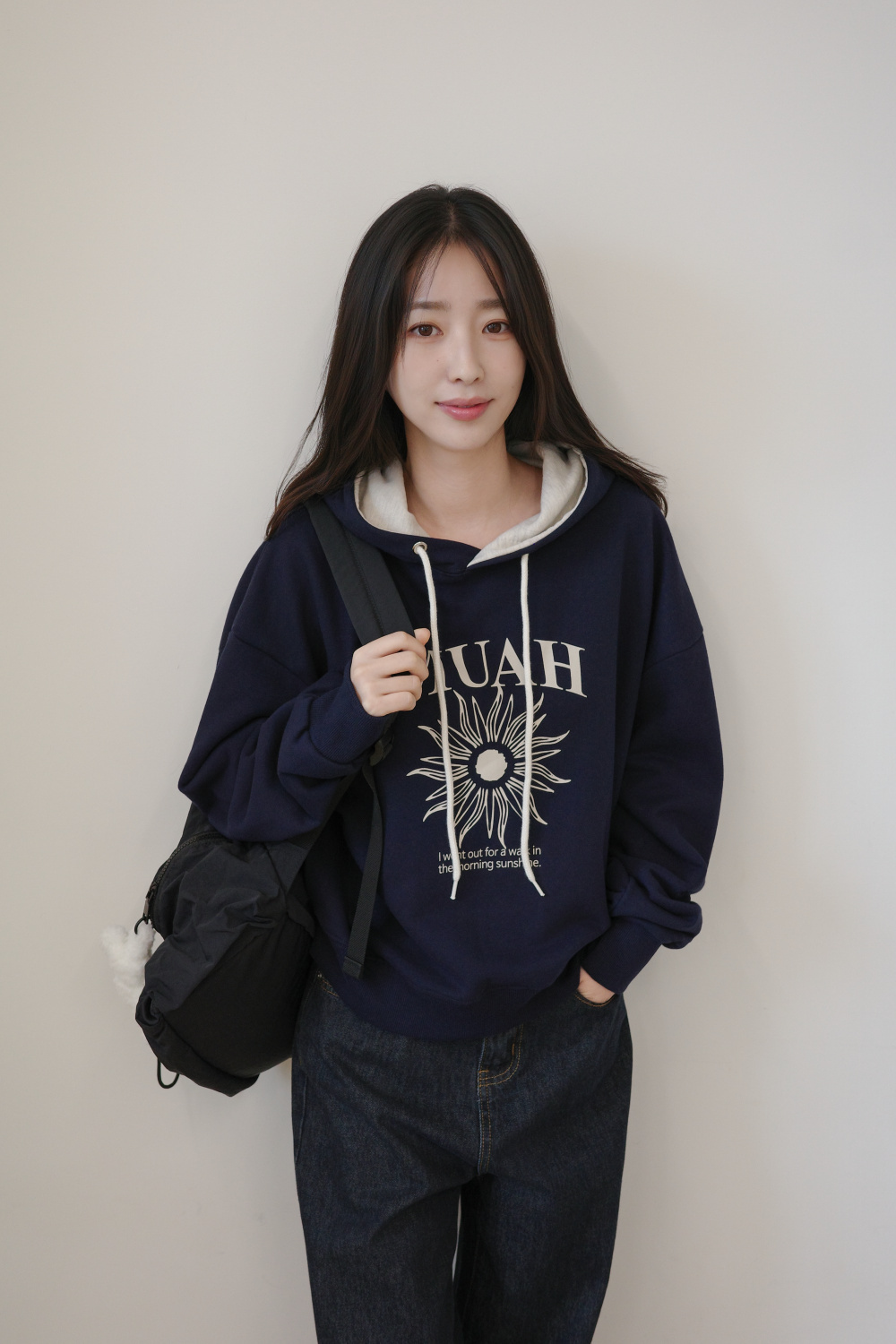 韓國🇰🇷連線 Muah Muah 花卉印花連帽衫 帽T 寬鬆 印花 簡約 長袖 連帽衫 2色 (任買兩件711免運)/預購