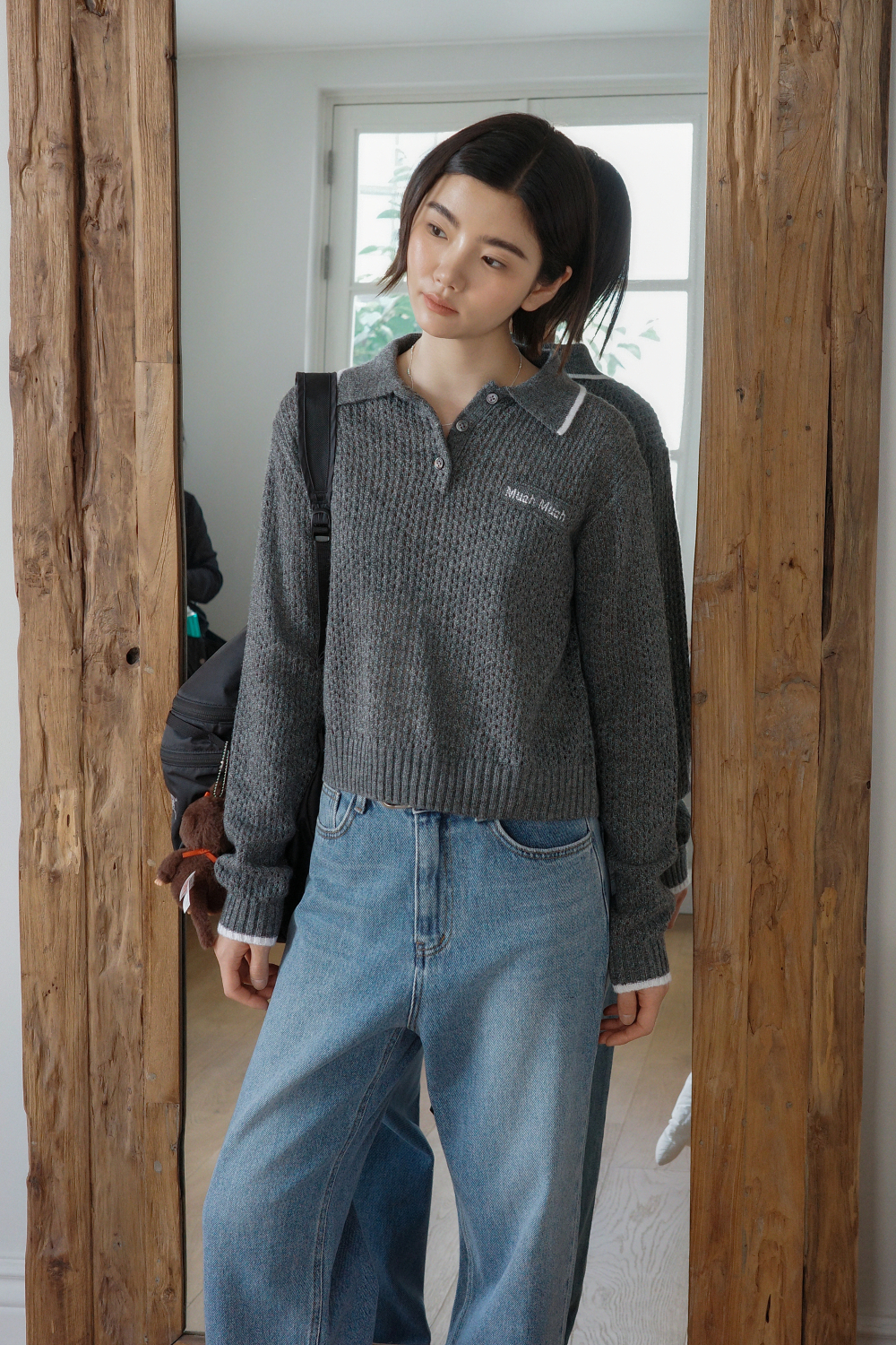 韓國🇰🇷連線 Muah Muah Logo刺繡撞色Polo領針織衫 刺繡 針織 針織衫 Polo衫 長袖 3色 (任買兩件711免運)/預購