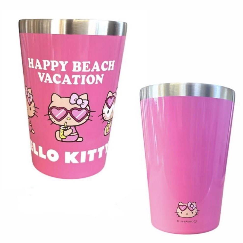 三麗鷗 咖啡杯 夏威夷 夏日 黑皮 KITTY 保溫 保冰 水杯