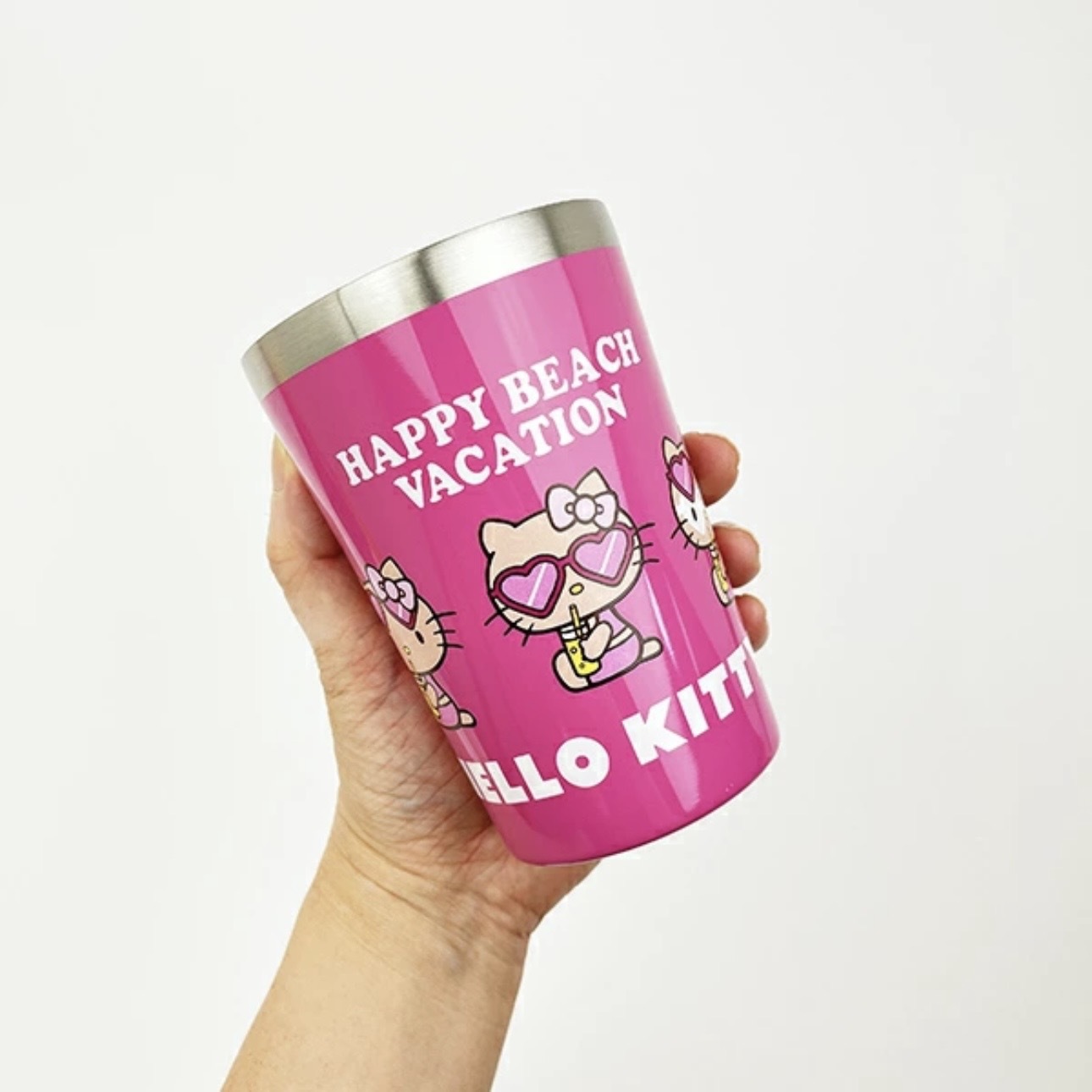 三麗鷗 咖啡杯 夏威夷 夏日 黑皮 KITTY 保溫 保冰 水杯