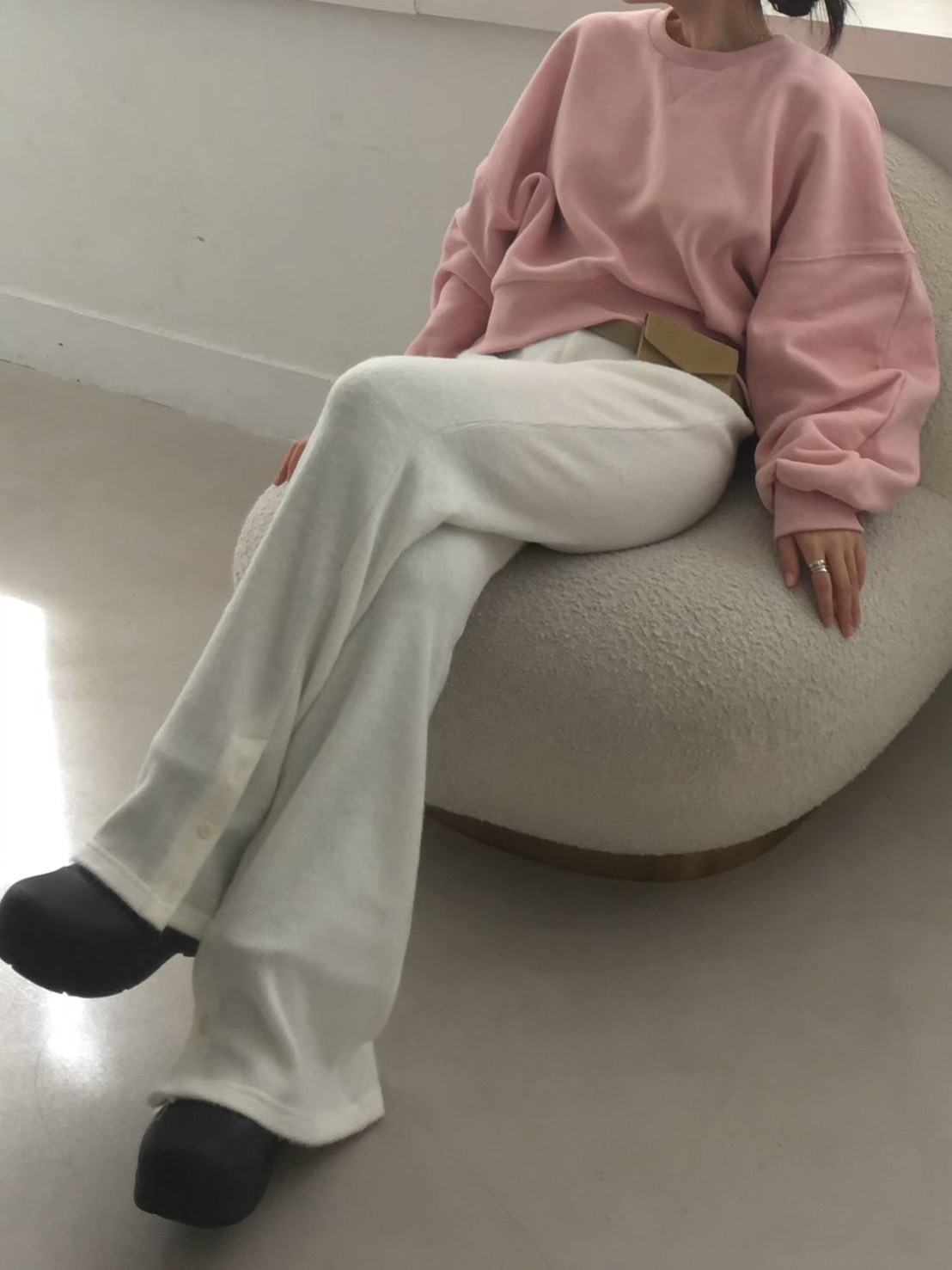 絨毛羊毛開釦長褲