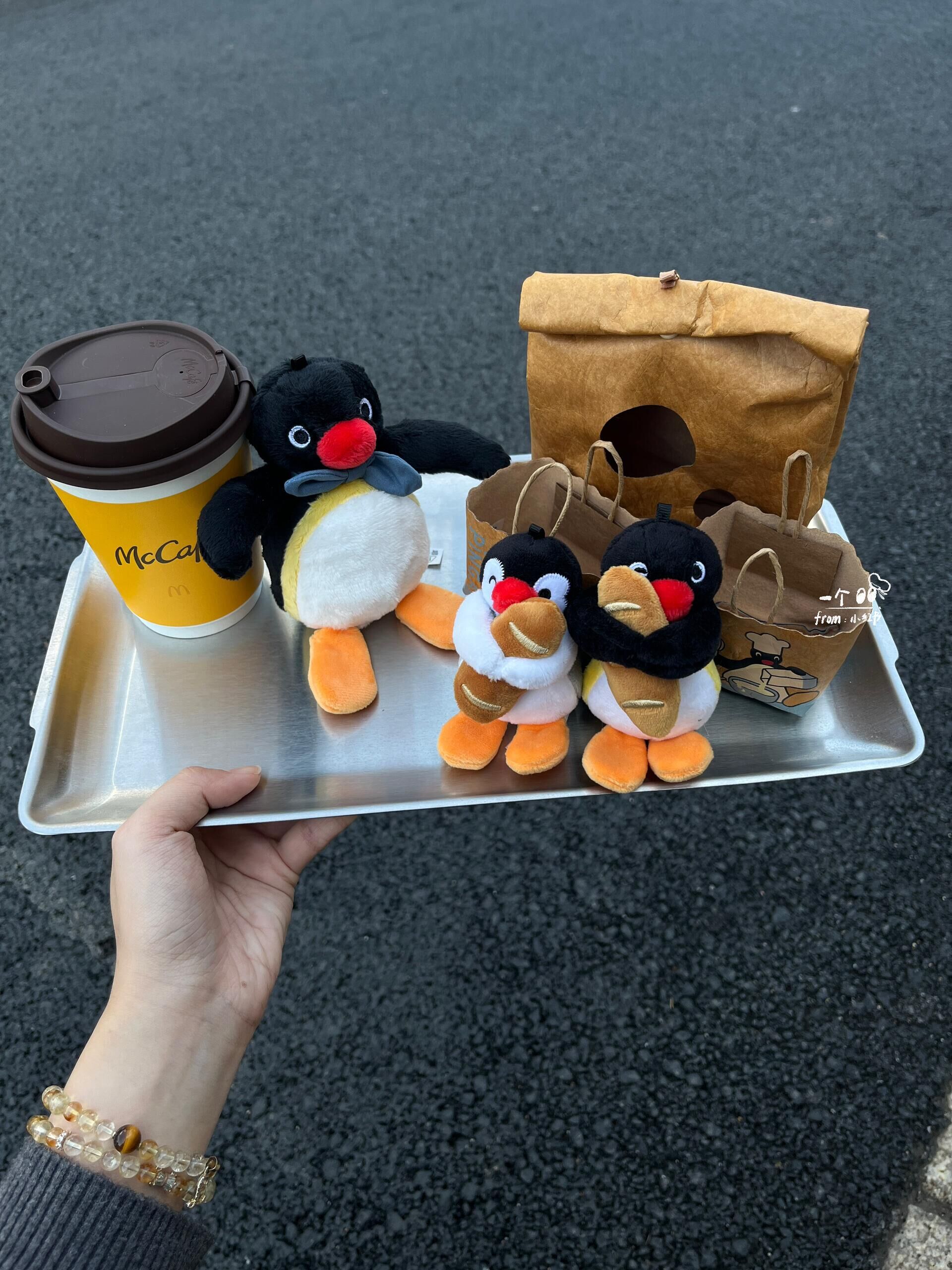 代購-<500元左右交換禮物>正版授權 PINGU 企鵝家族 麵包坊系列 毛絨 掛件