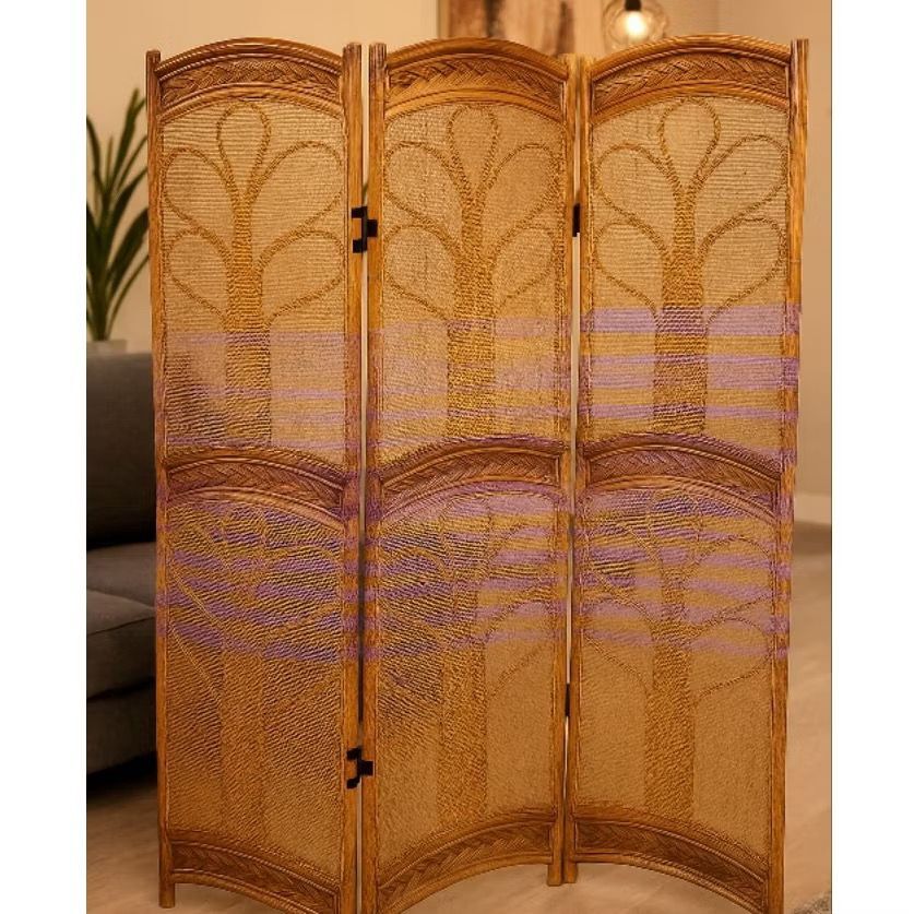 [The Rattan House] 🌿ORIENTAL RATTAN DIVIDER–2-SIDED DESIGN WITH PLANT MOTIF/ Japanese Style  Chinese Style Partition (Design B)