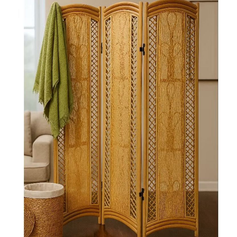 [The Rattan House] 🌿ORIENTAL RATTAN DIVIDER–2-SIDED DESIGN WITH PLANT MOTIF/ Japanese Style  Chinese Style Partition (Design C)