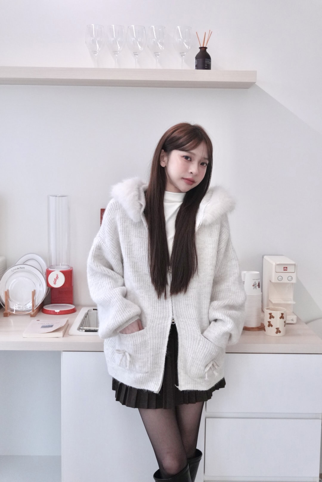 ᴋᴏʀᴇᴀ 🇰🇷 現貨 毛茸茸領毛衣外套