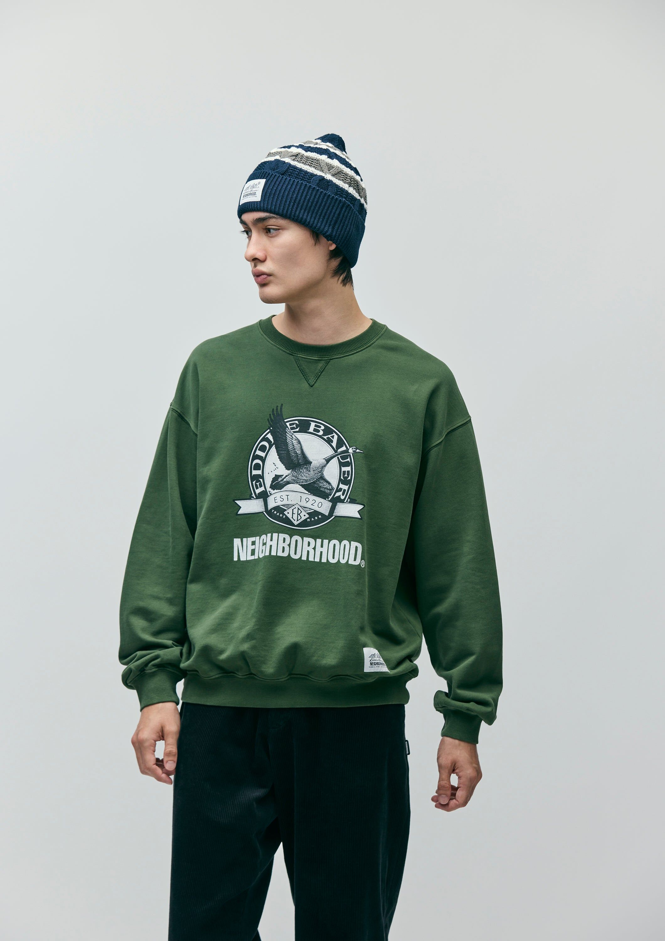 2025AW NEIGHBORHOOD NBHD NH X EDDIE BAUER . WASHED SWEAT SHIRT LS 美國戶外品牌 聯名 加拿大鵝 水洗 大學T 現貨 252ZMEBN-CSM01