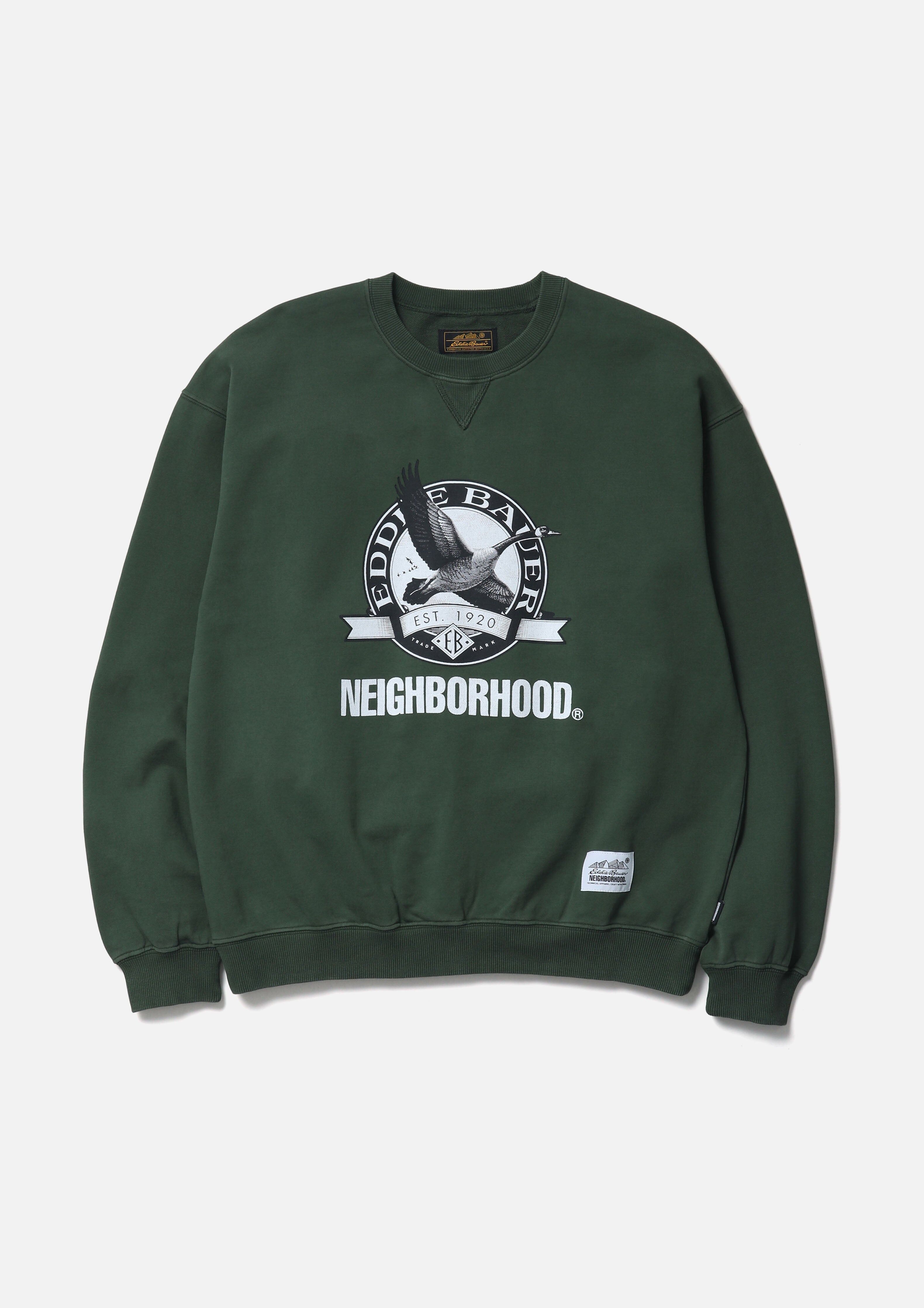 2025AW NEIGHBORHOOD NBHD NH X EDDIE BAUER . WASHED SWEAT SHIRT LS 美國戶外品牌 聯名 加拿大鵝 水洗 大學T 現貨 252ZMEBN-CSM01