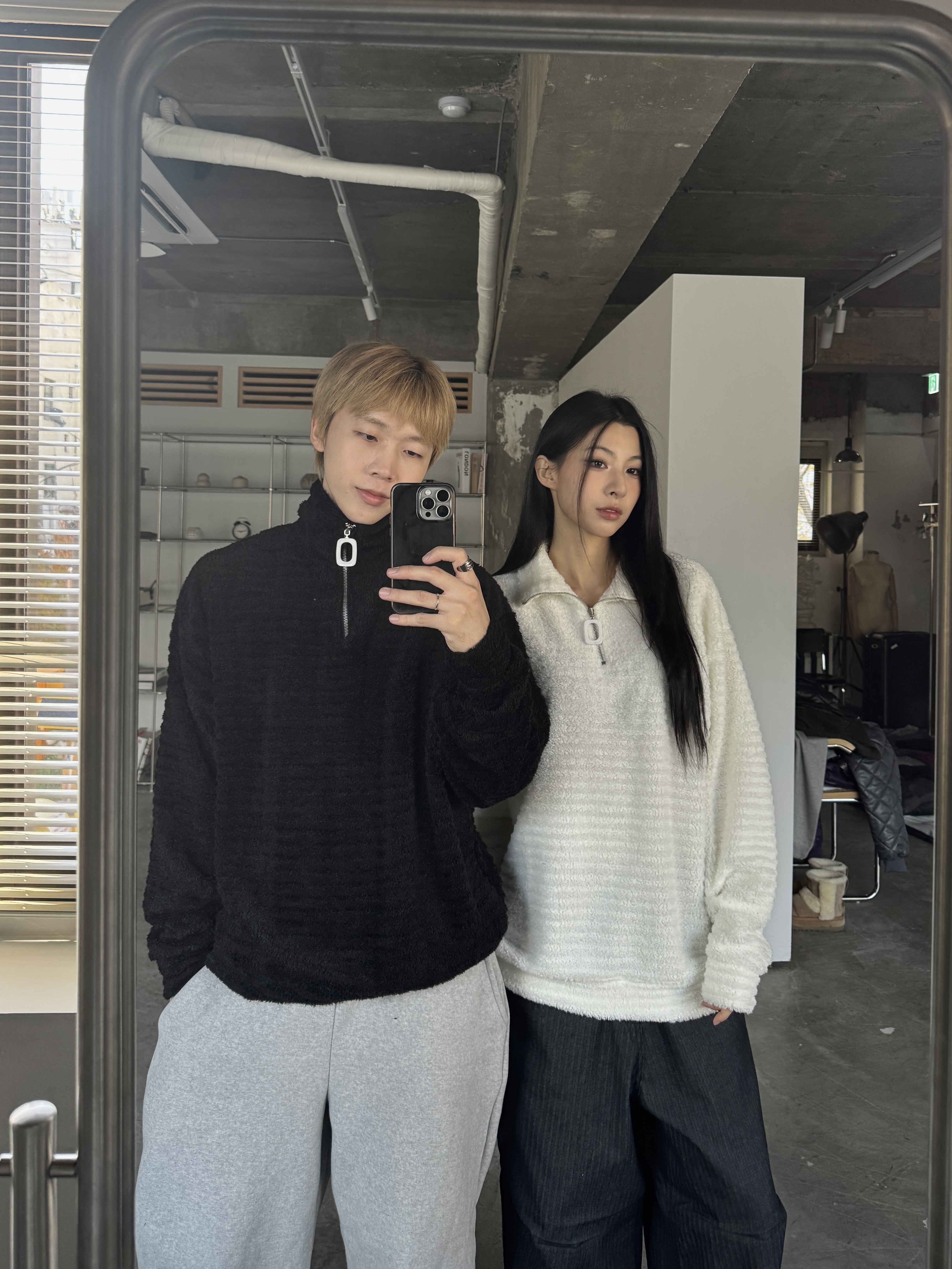 半拉鏈高領 針織寬鬆毛衣 大學T（部分現貨）