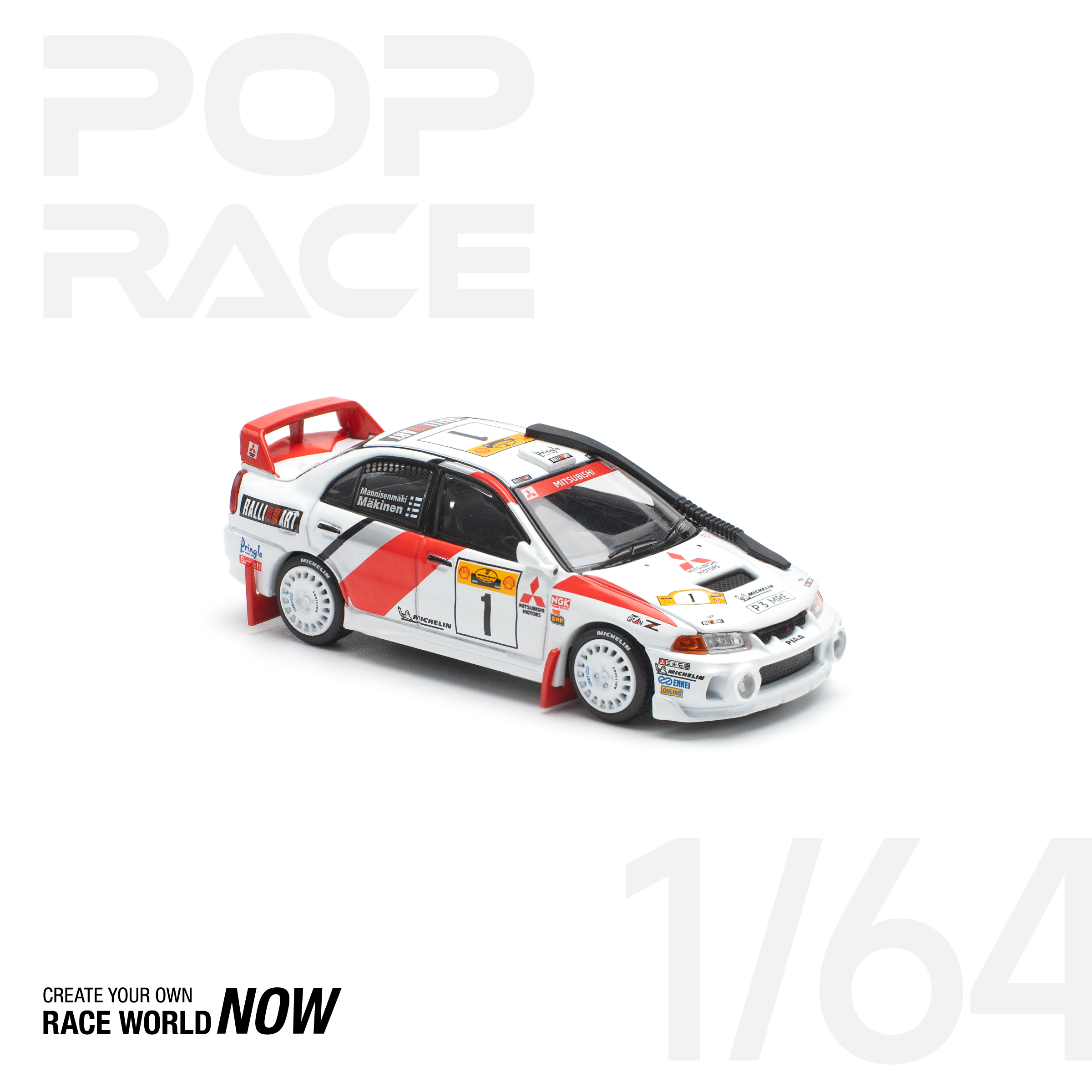 POPRACE 1/64 MITSUBISHI LANCER EVOLUTION IV SAFARI RALLY KENYA 1998
