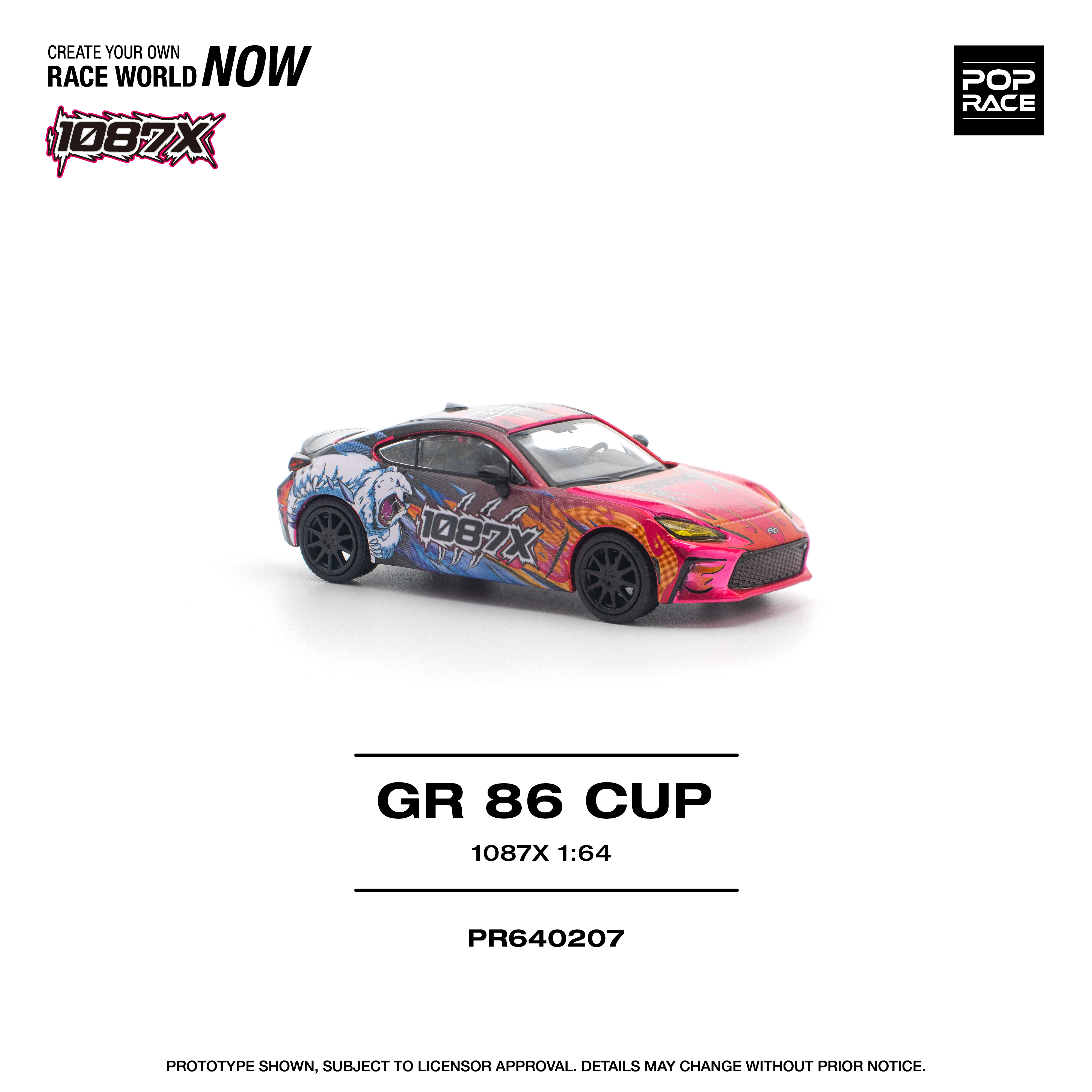 POPRACE 1/64 1087X GR86 CUP Diecast Model Car