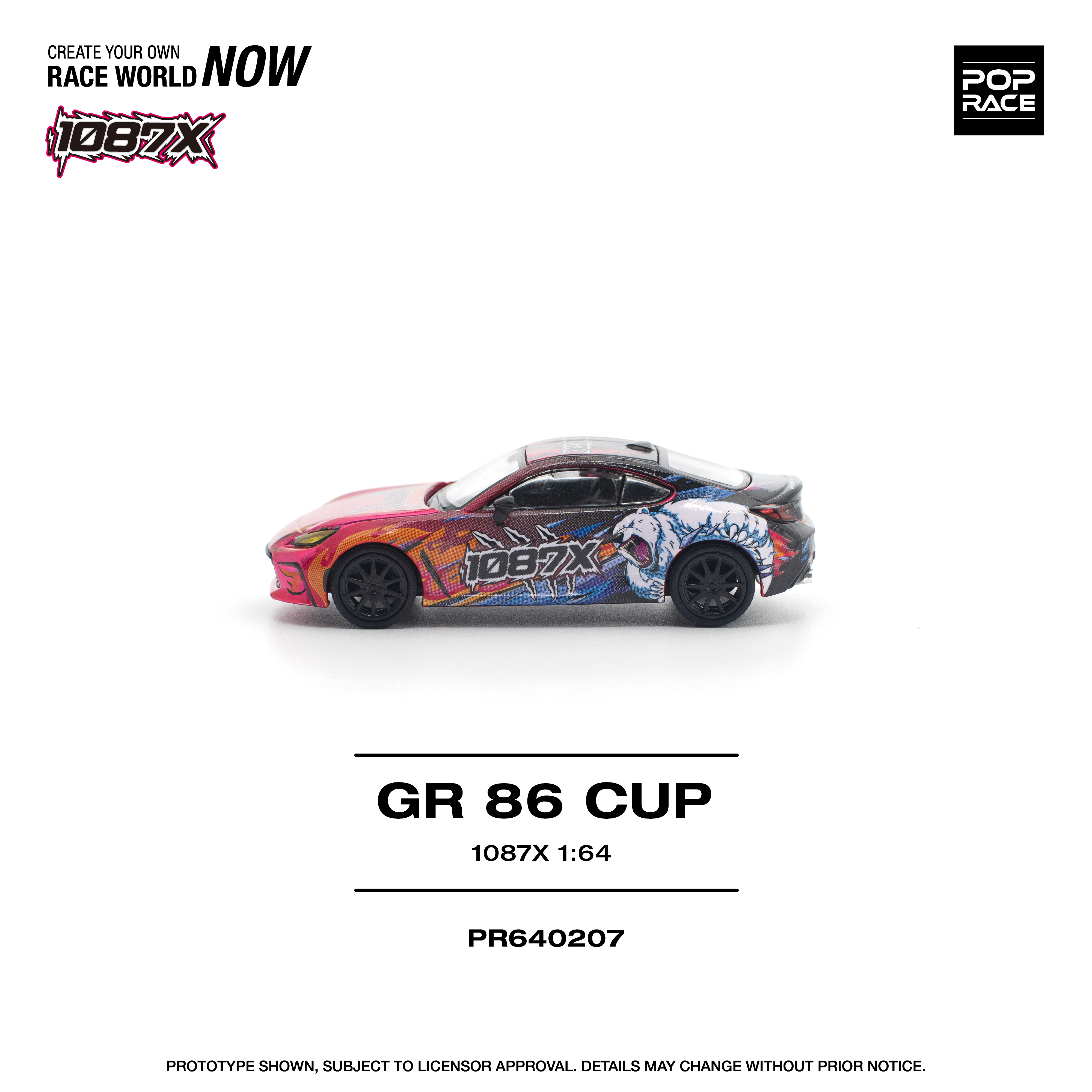 POPRACE 1/64 1087X GR86 CUP Diecast Model Car