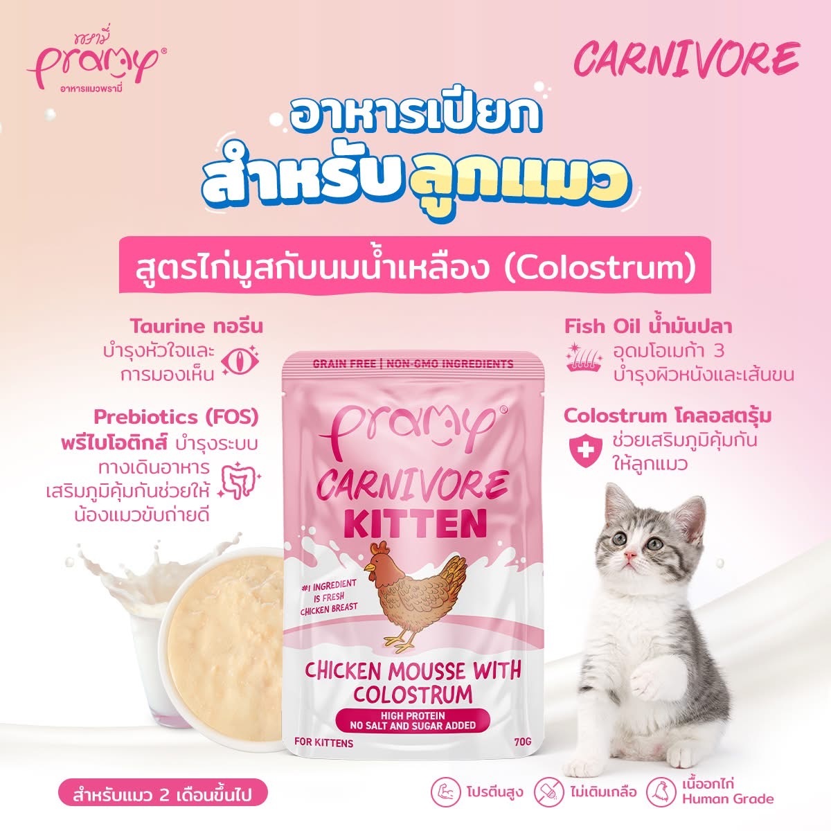Pramy Carnivore Kitten 雞肉慕斯加初乳幼貓濕糧 70g