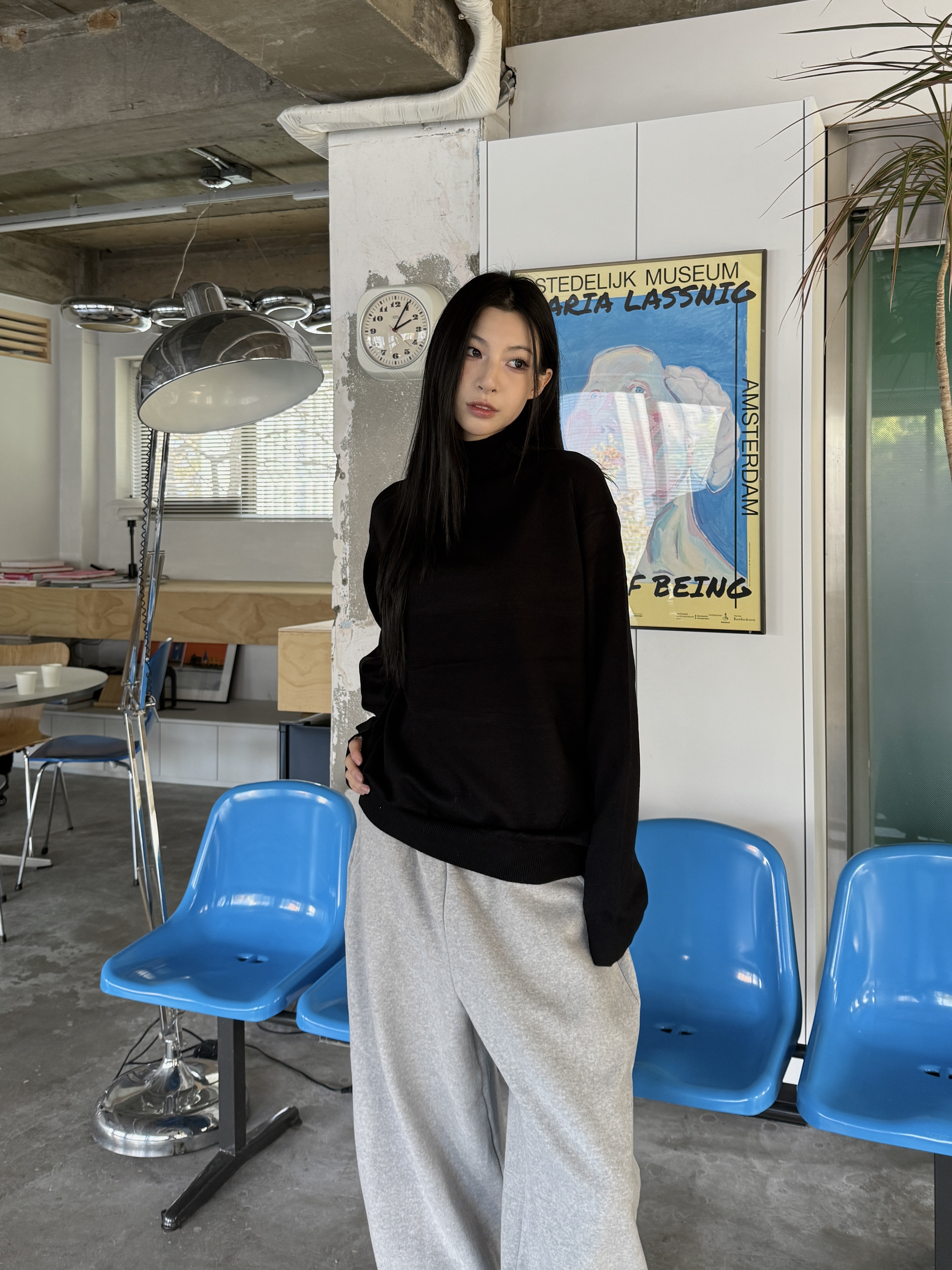 仿羊絨 半高領針織 長袖上衣（部分現貨）