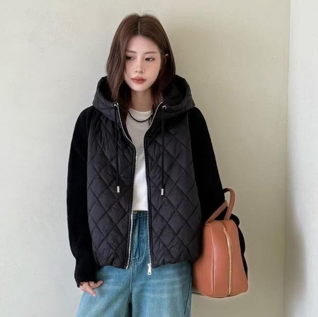 【質感超好的菱格舖棉羊絨針織外套】（現貨）