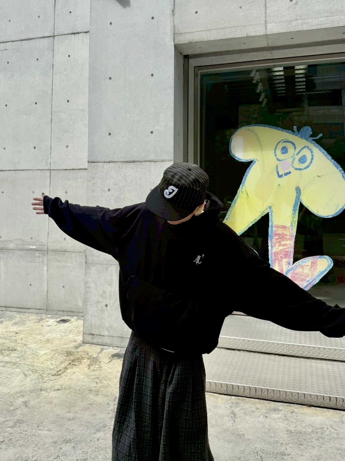 AL 英文 刺繡 短版 連帽 長袖 帽T