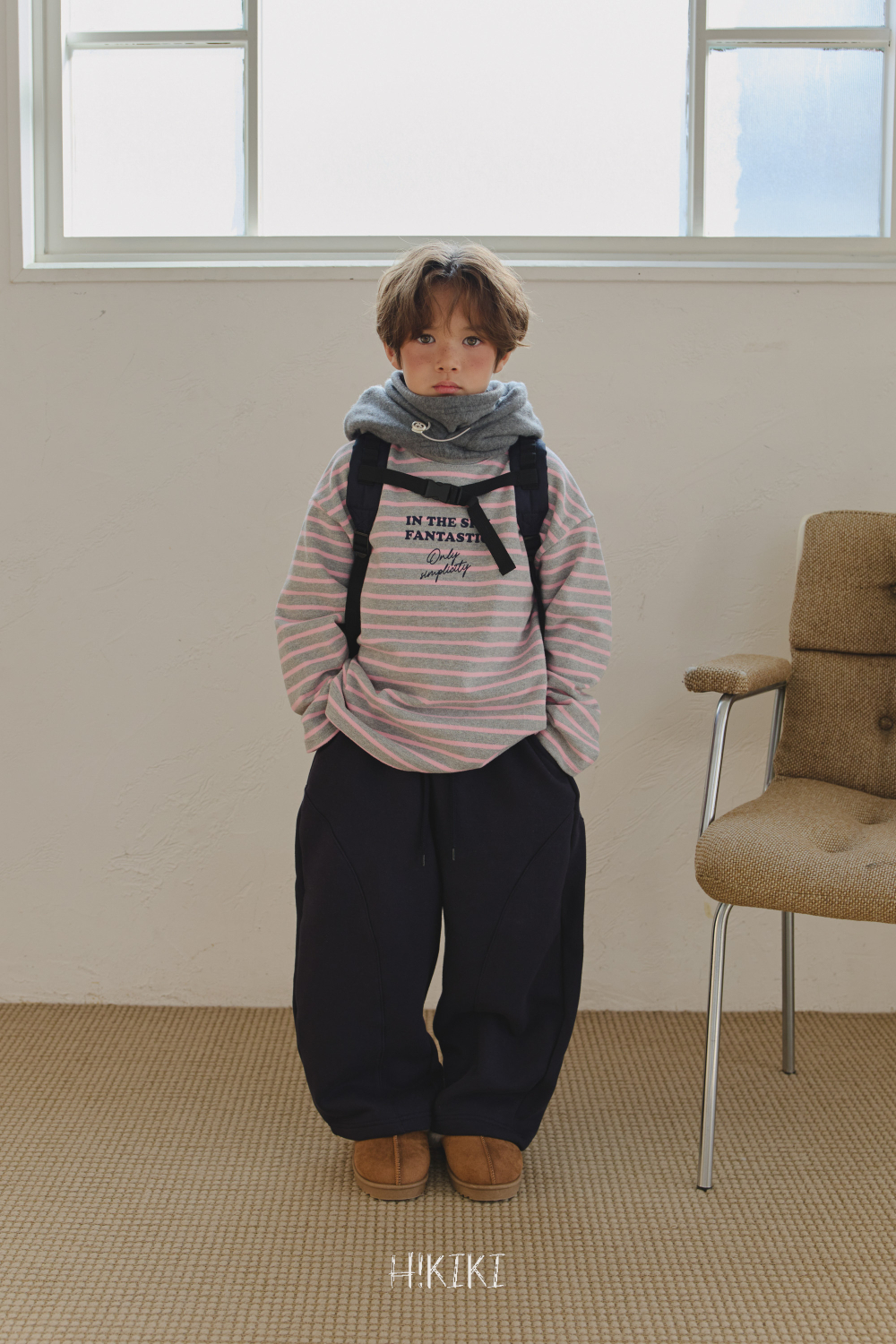 Hi! kiki 縫線彎刀寬棉闊褲 / 2色